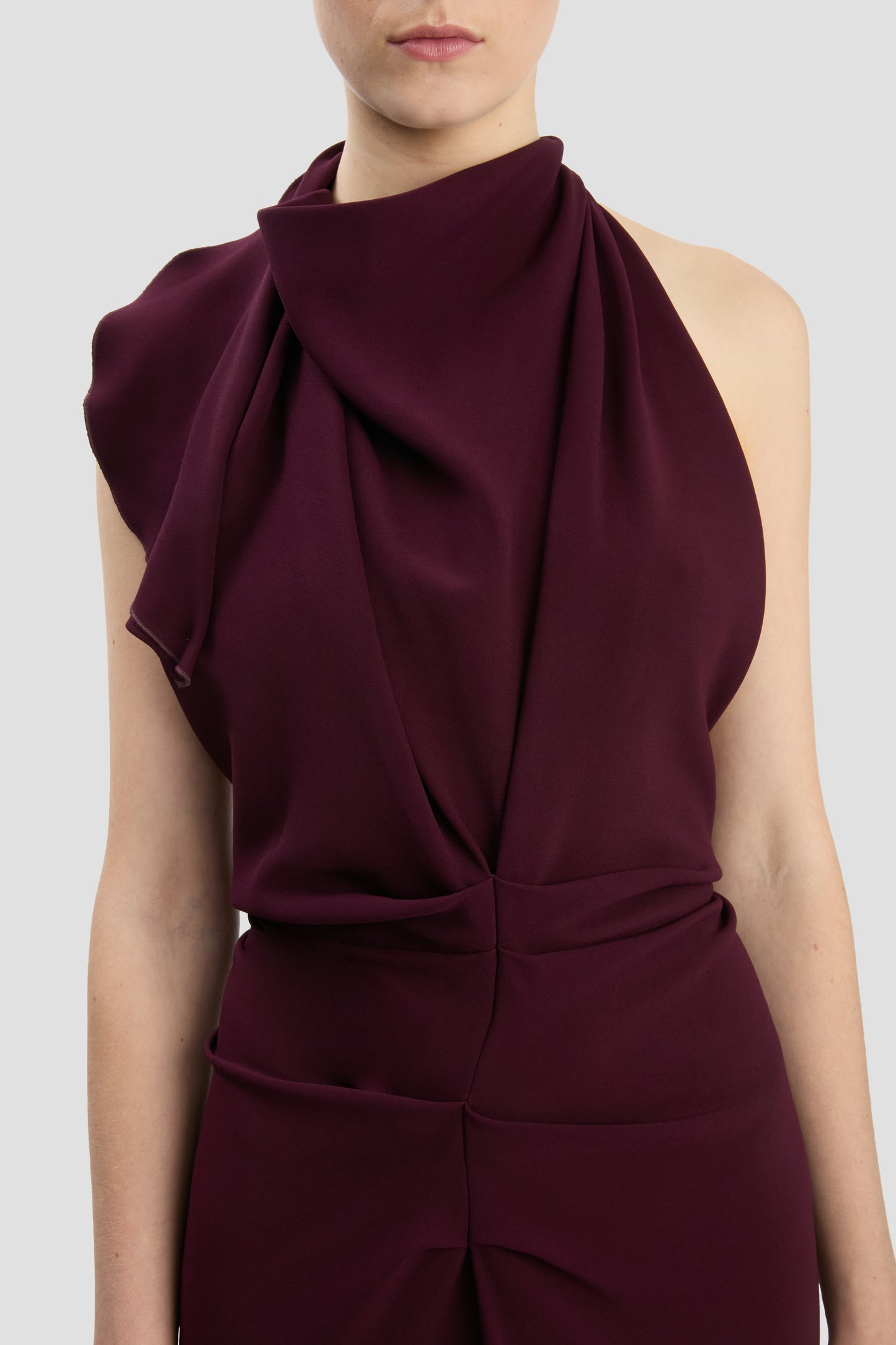 Backless Scarf Midi Dress In Merlot