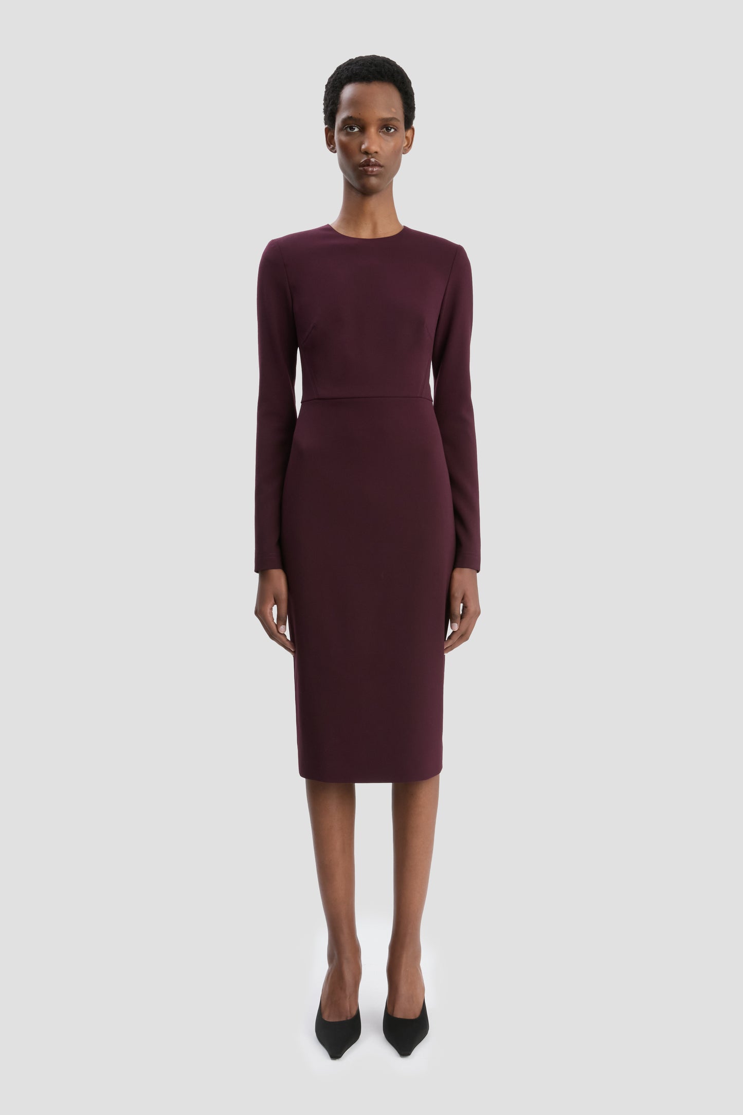 T-Shirt Fitted Dress In Deep Mahogany