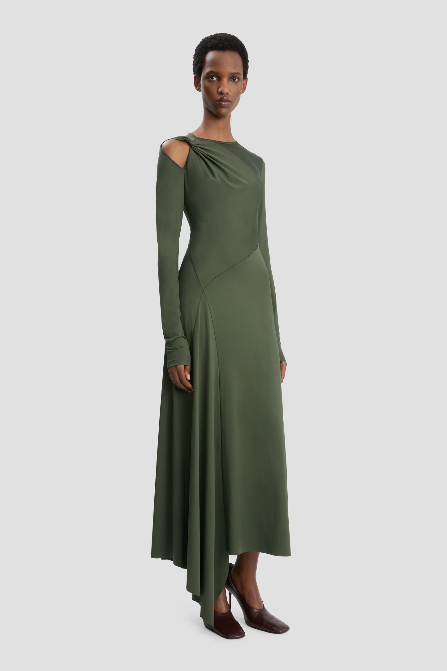 Twist Midi Dress In Oregano