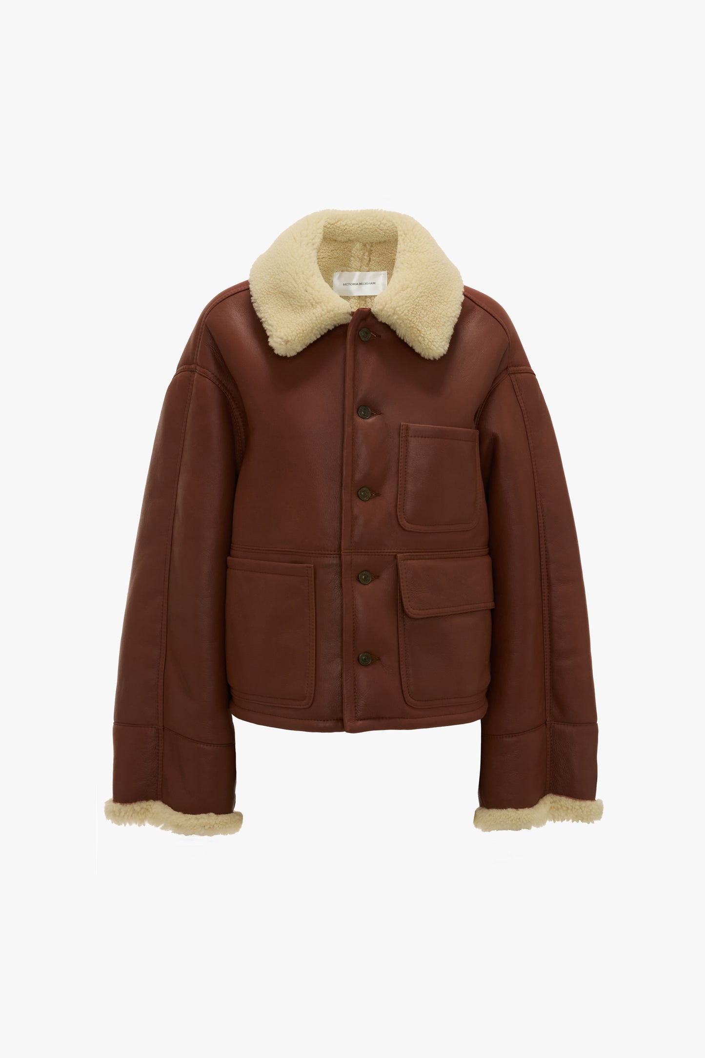 Shearling Jacket In Brown-Cream