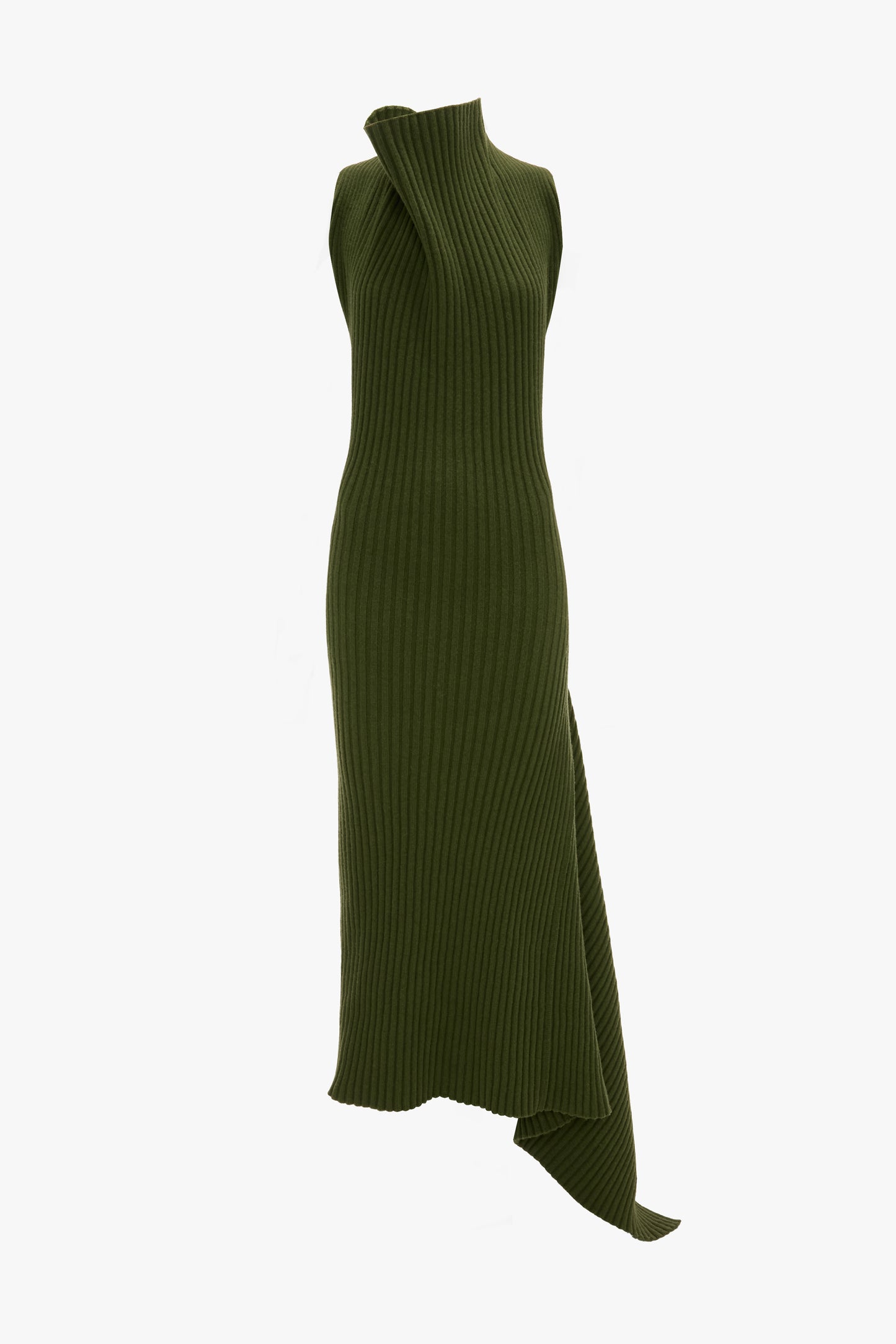 Draped Rib Midi Dress In Oregano