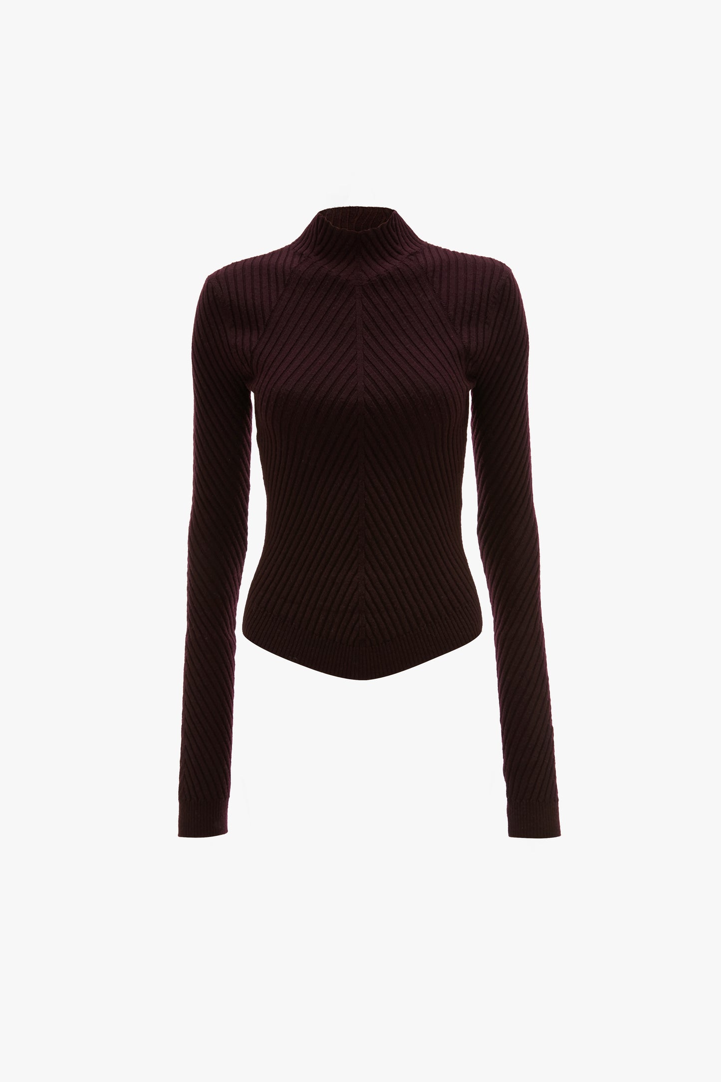 Ribbed Knit Polo In Merlot