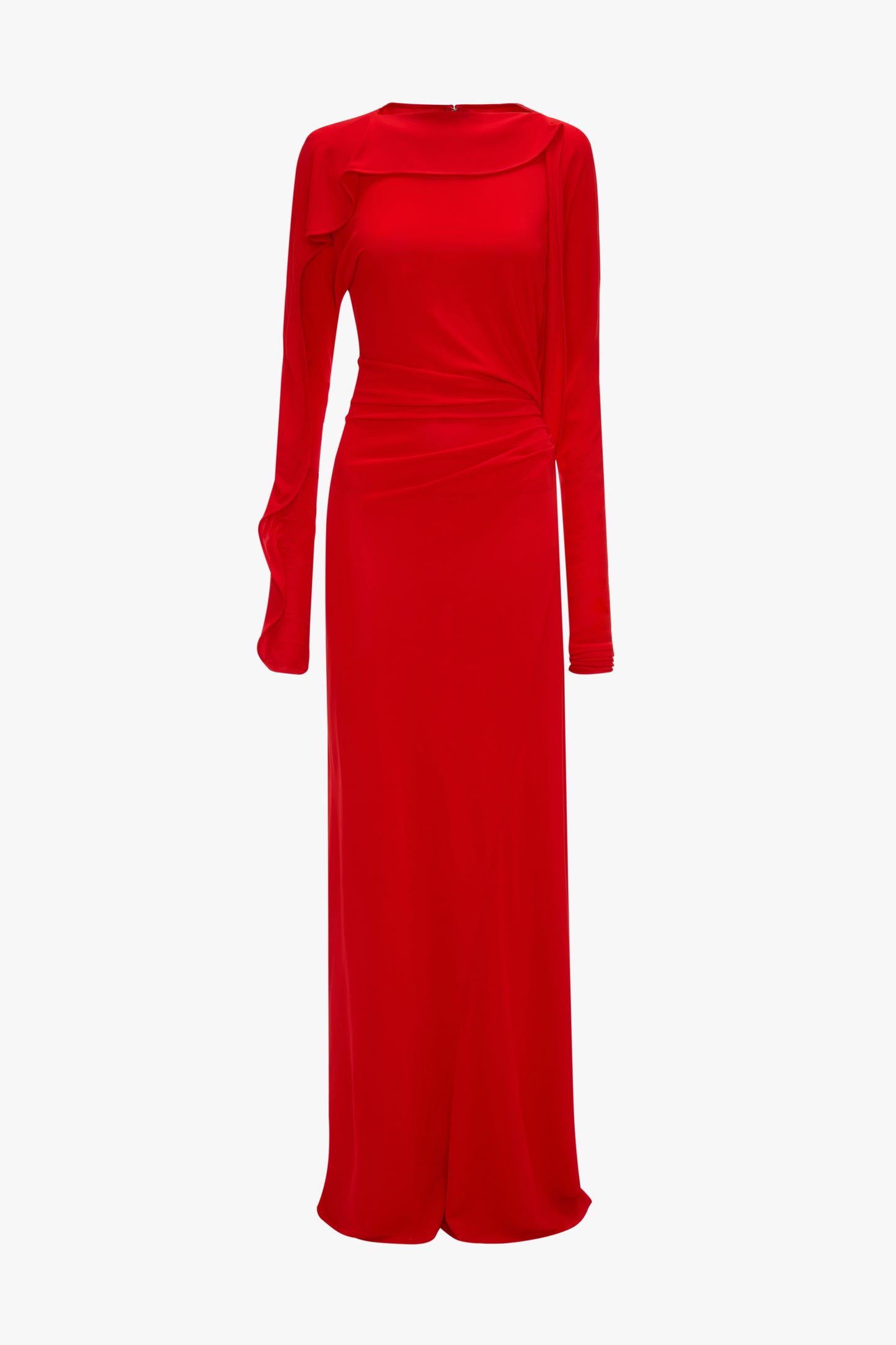 Draped Jersey Gown In Cayenne