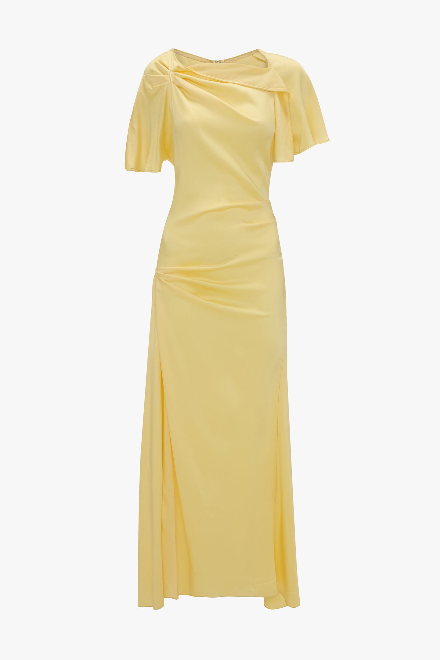 Draped Cap Sleeve Dress In Daffodil Yellow