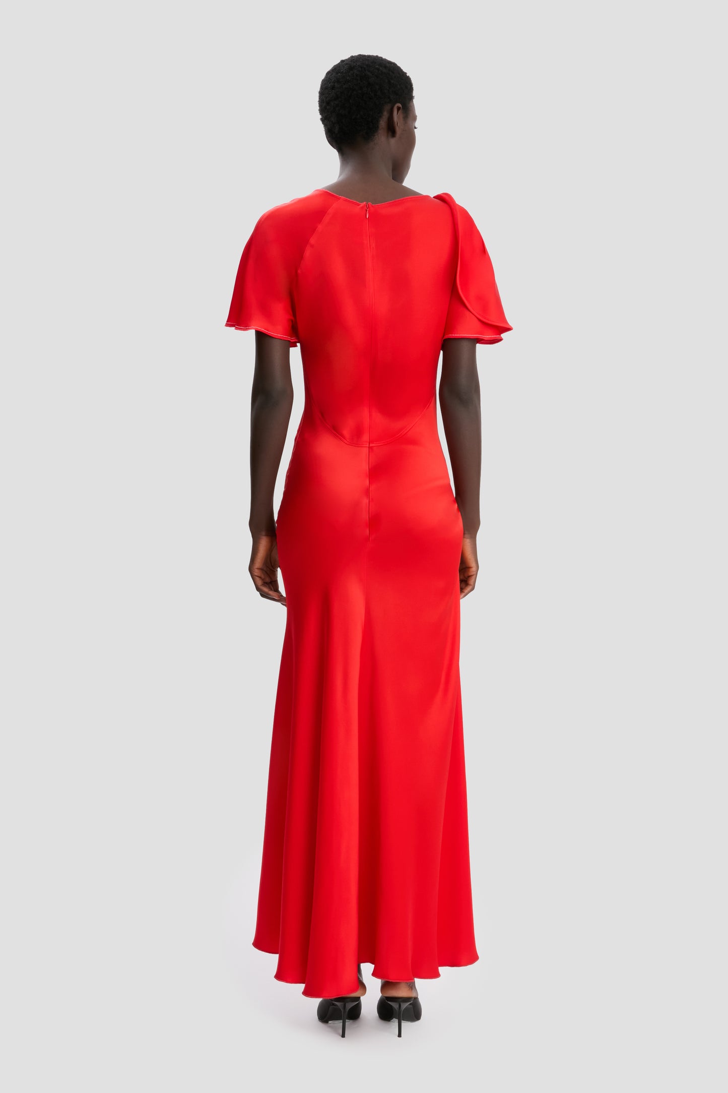 Draped Cap Sleeve Dress In Cayenne