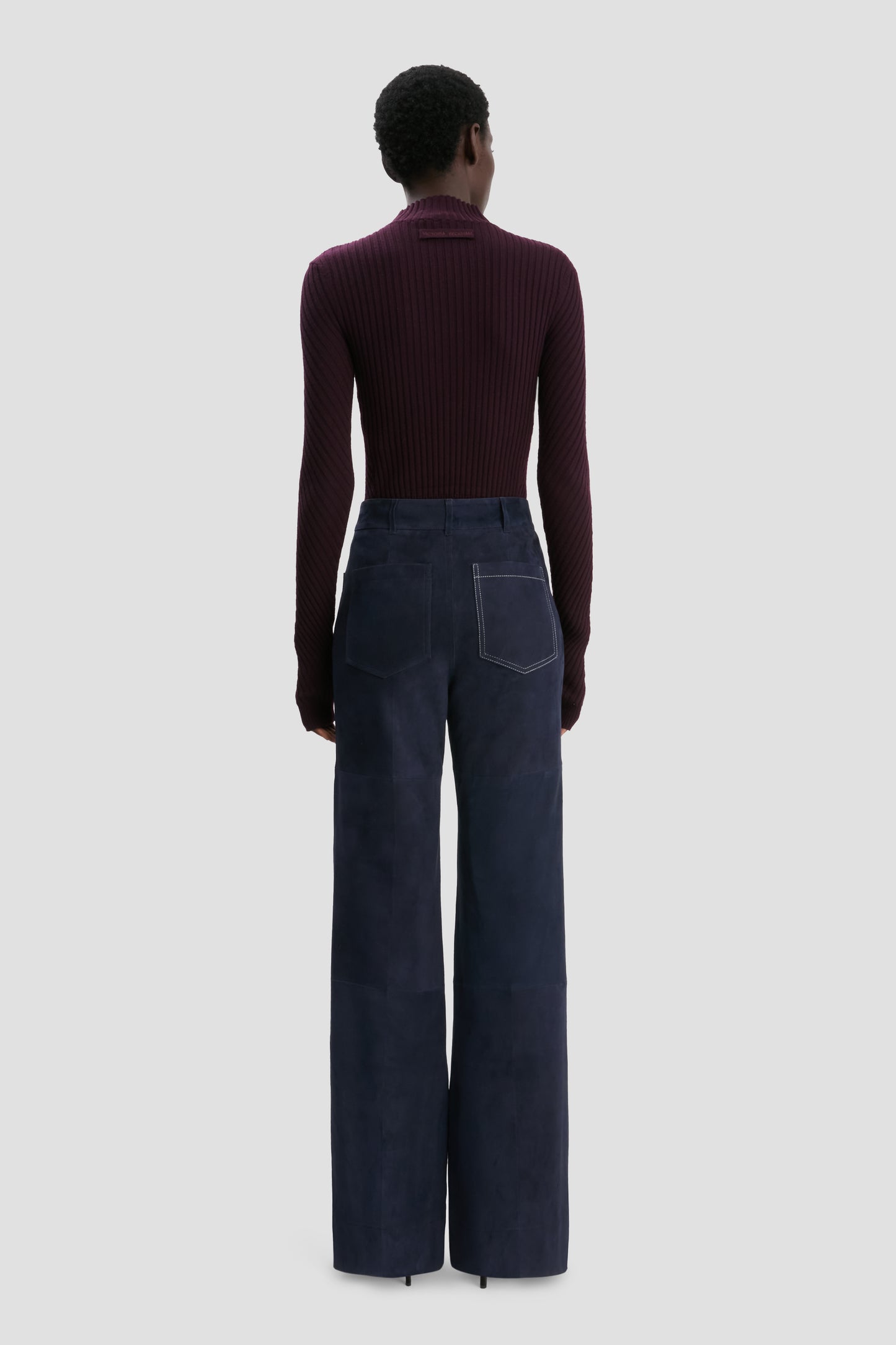 Alina Trouser In Soft Navy Suede