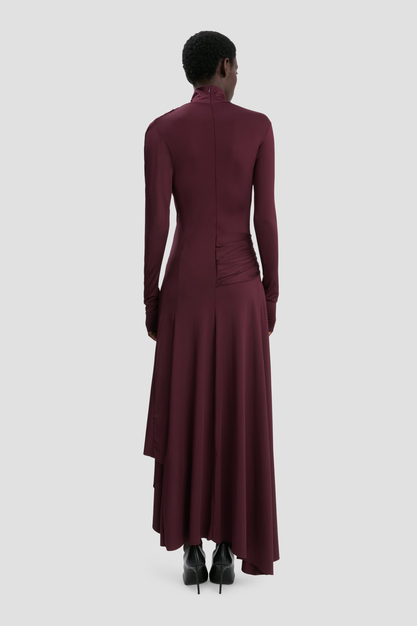Twist High Neck Midi Dress In Merlot