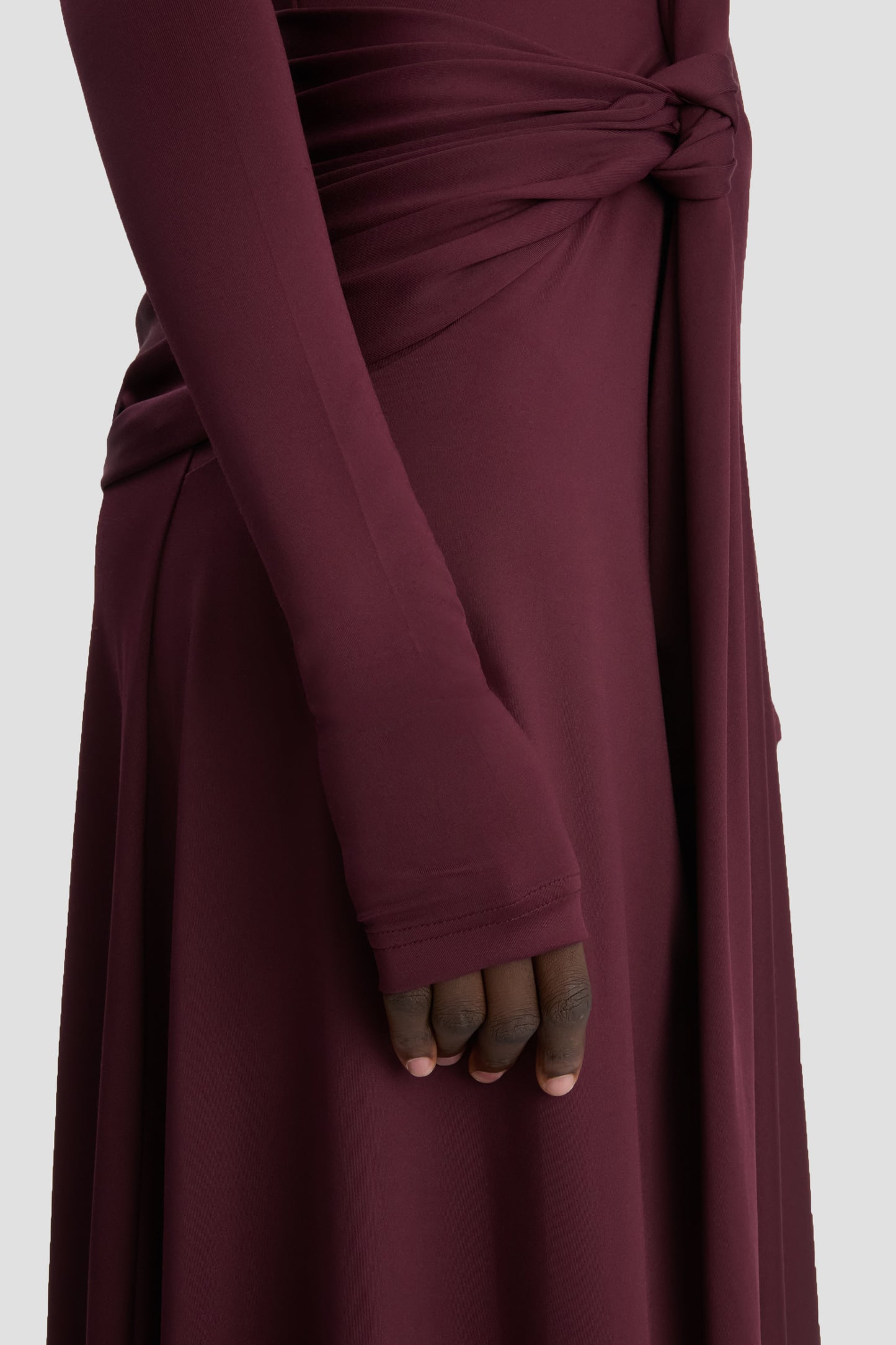 Twist High Neck Midi Dress In Merlot