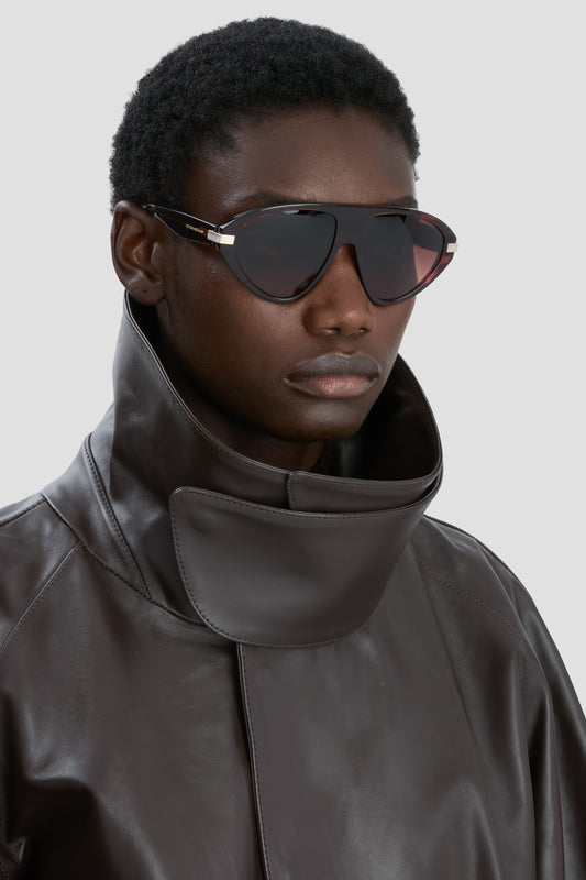 Visor Sunglasses in Striped Wine