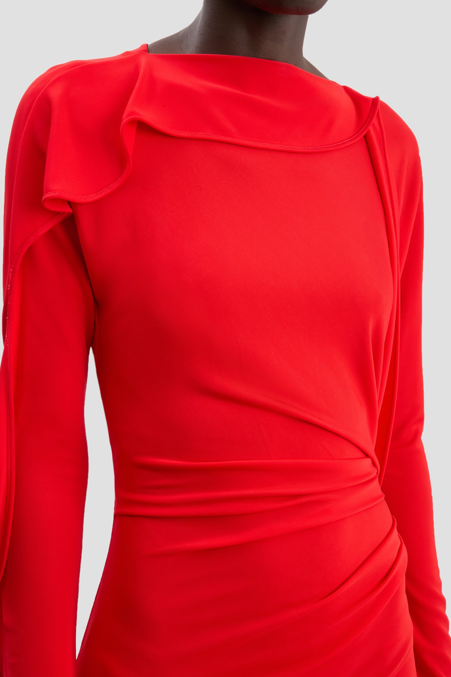 Draped Jersey Gown In Cayenne