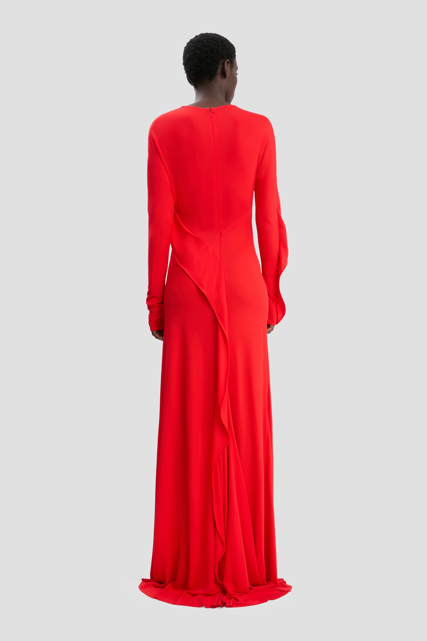 Draped Jersey Gown In Cayenne