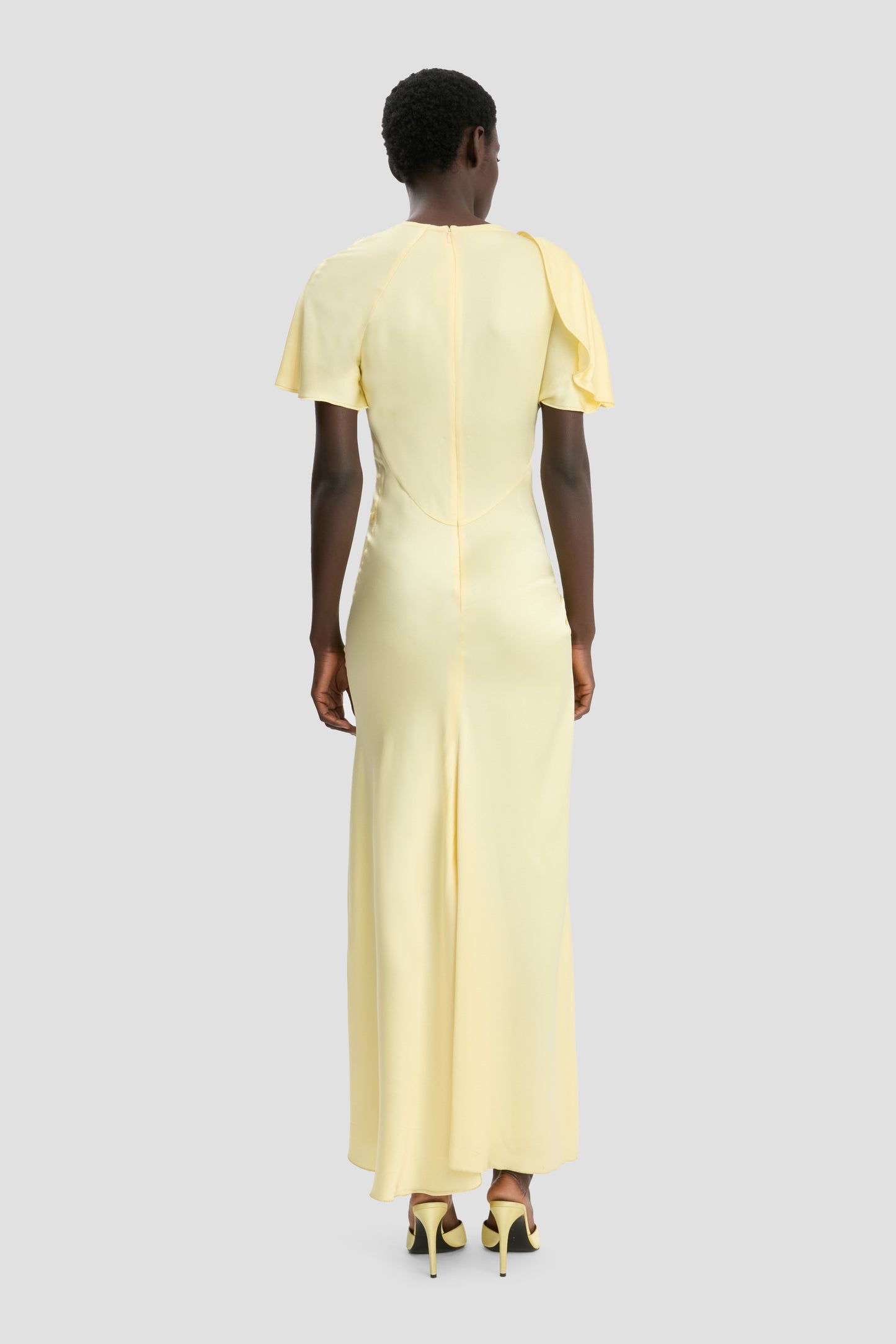 Draped Cap Sleeve Dress In Daffodil Yellow