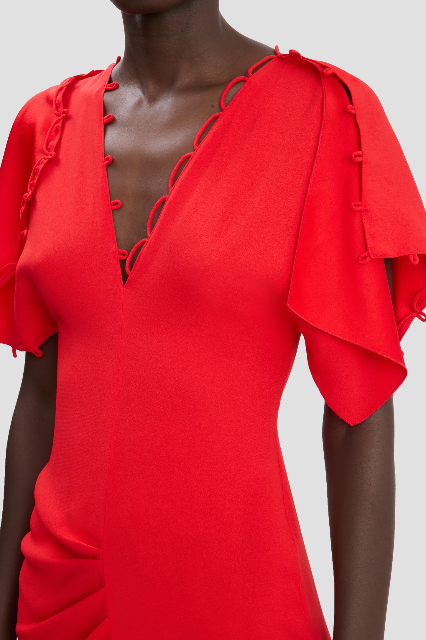Draped Midi Dress In Cayenne