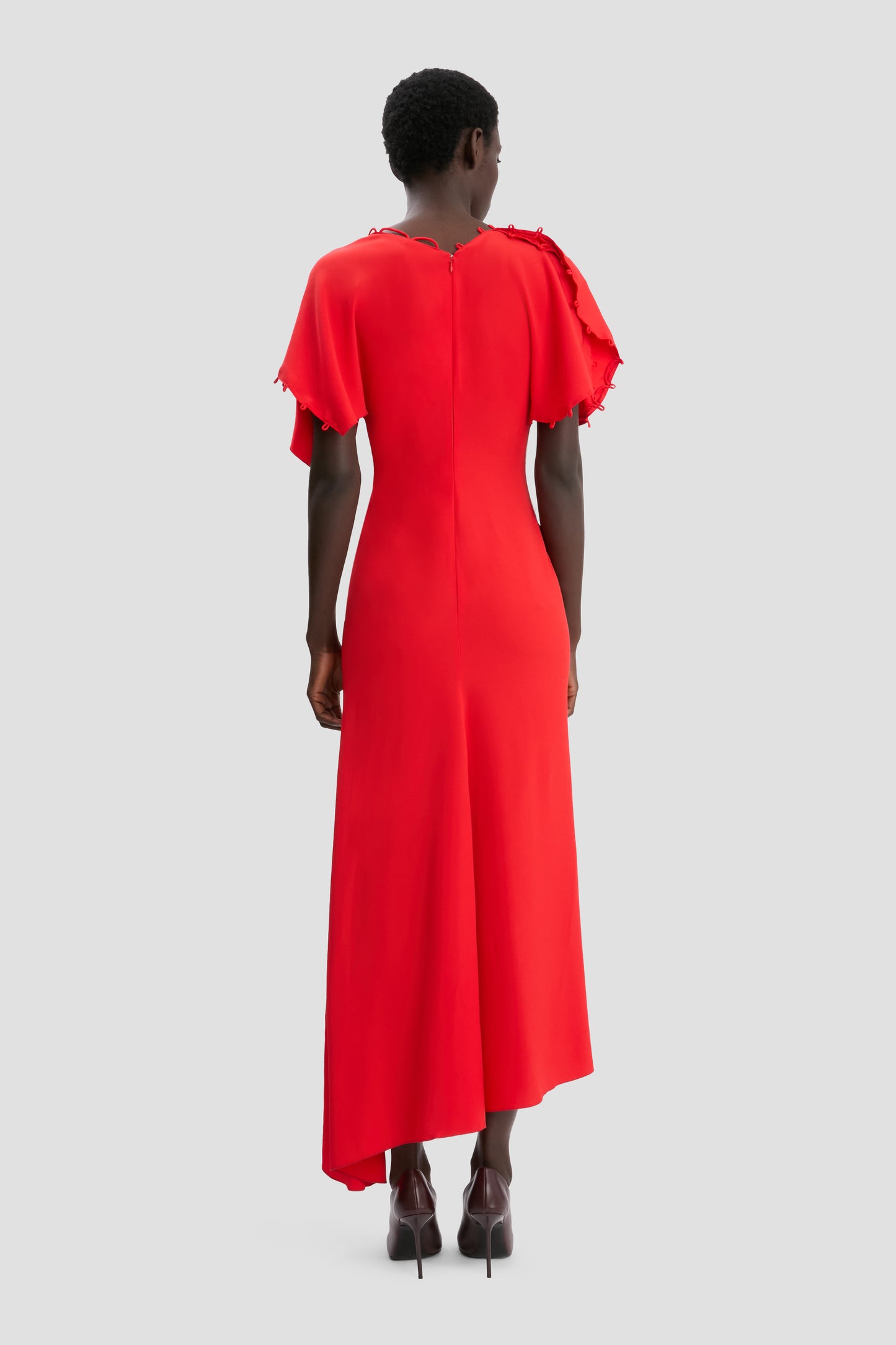 Draped Midi Dress In Cayenne