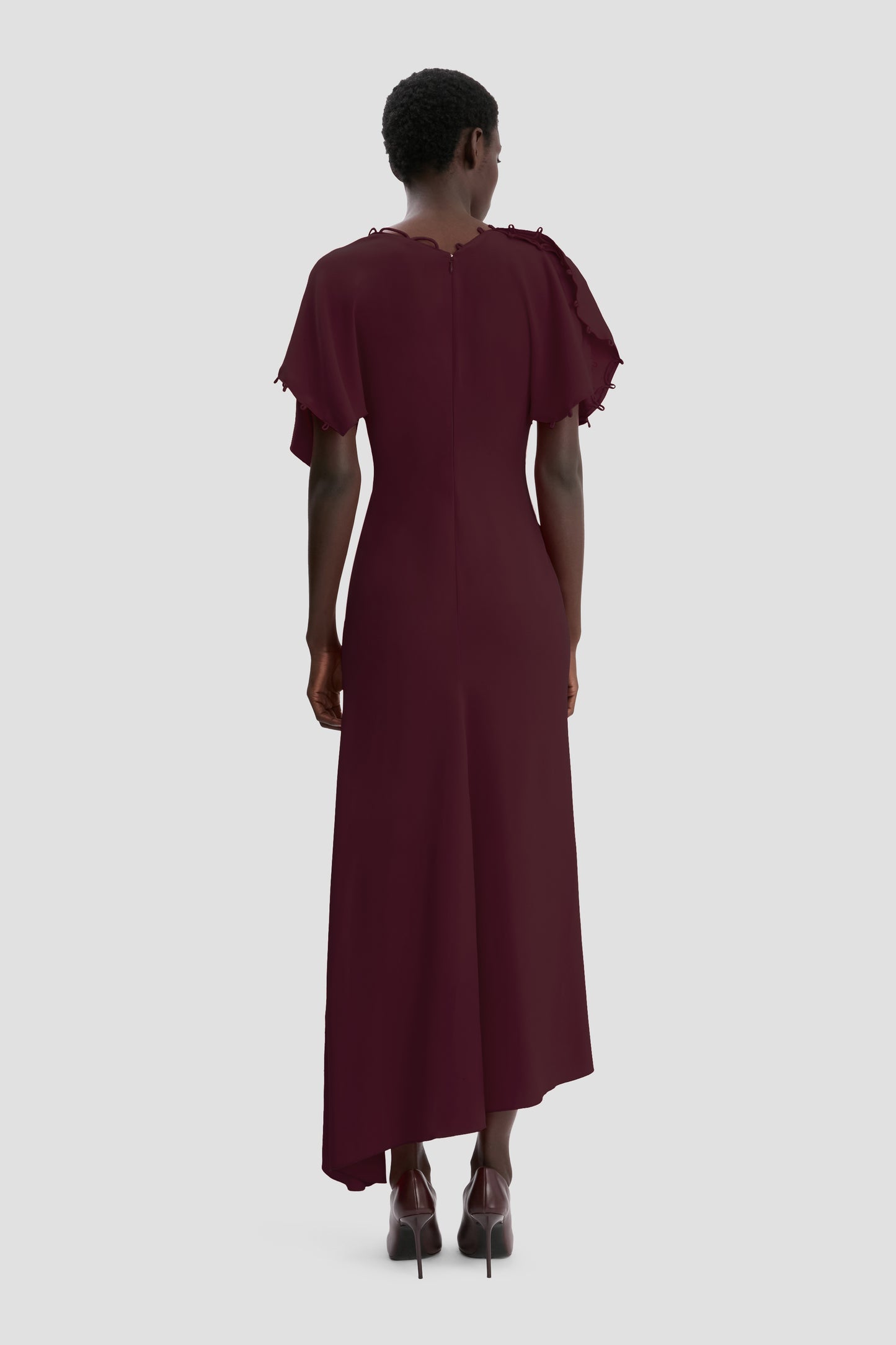 Draped Midi Dress In Merlot