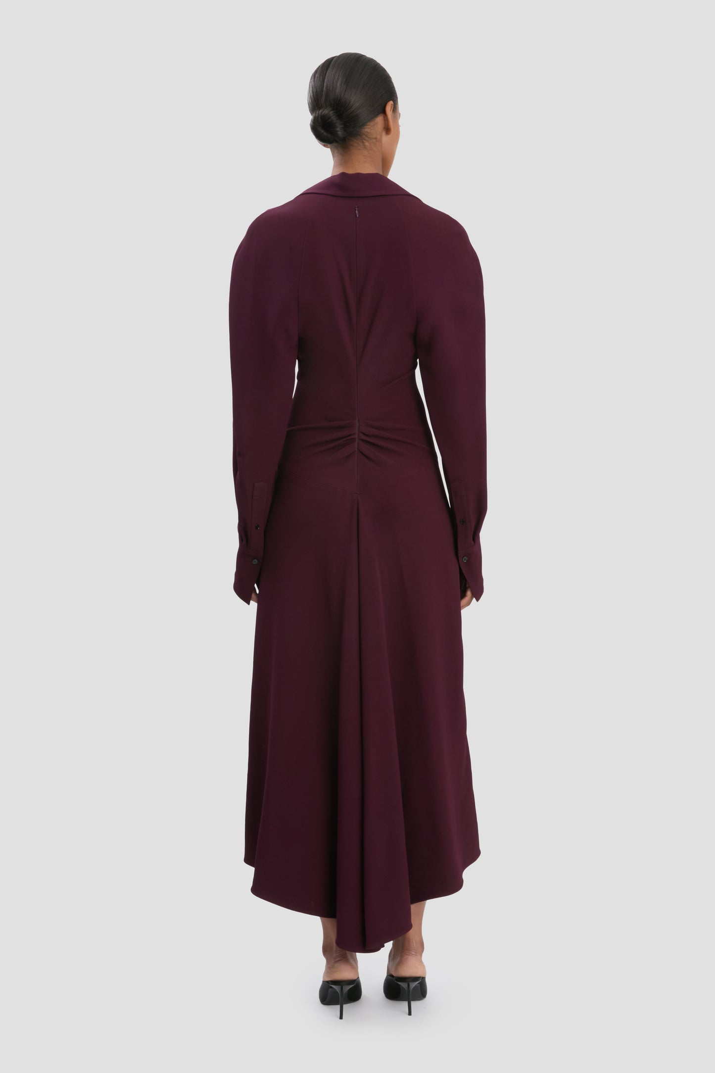 Polo Collar Midi Dress In Merlot