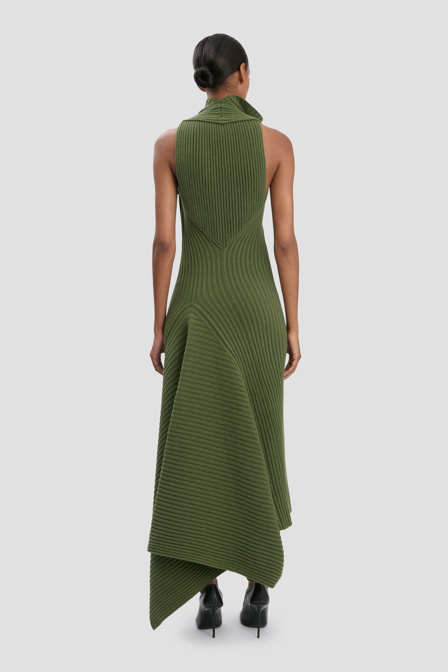 Draped Rib Midi Dress In Oregano