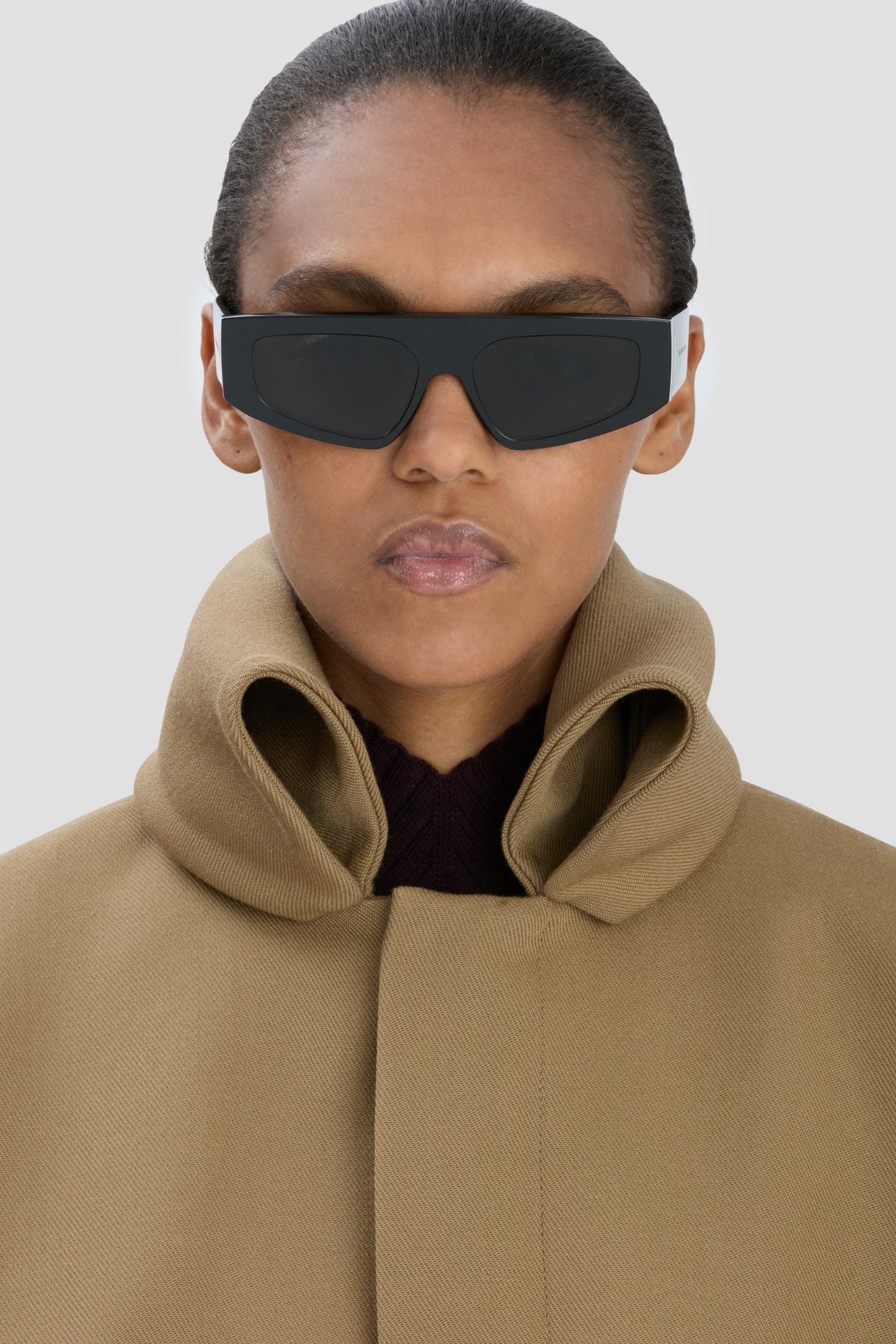 Acetate Visor Sunglasses In Black