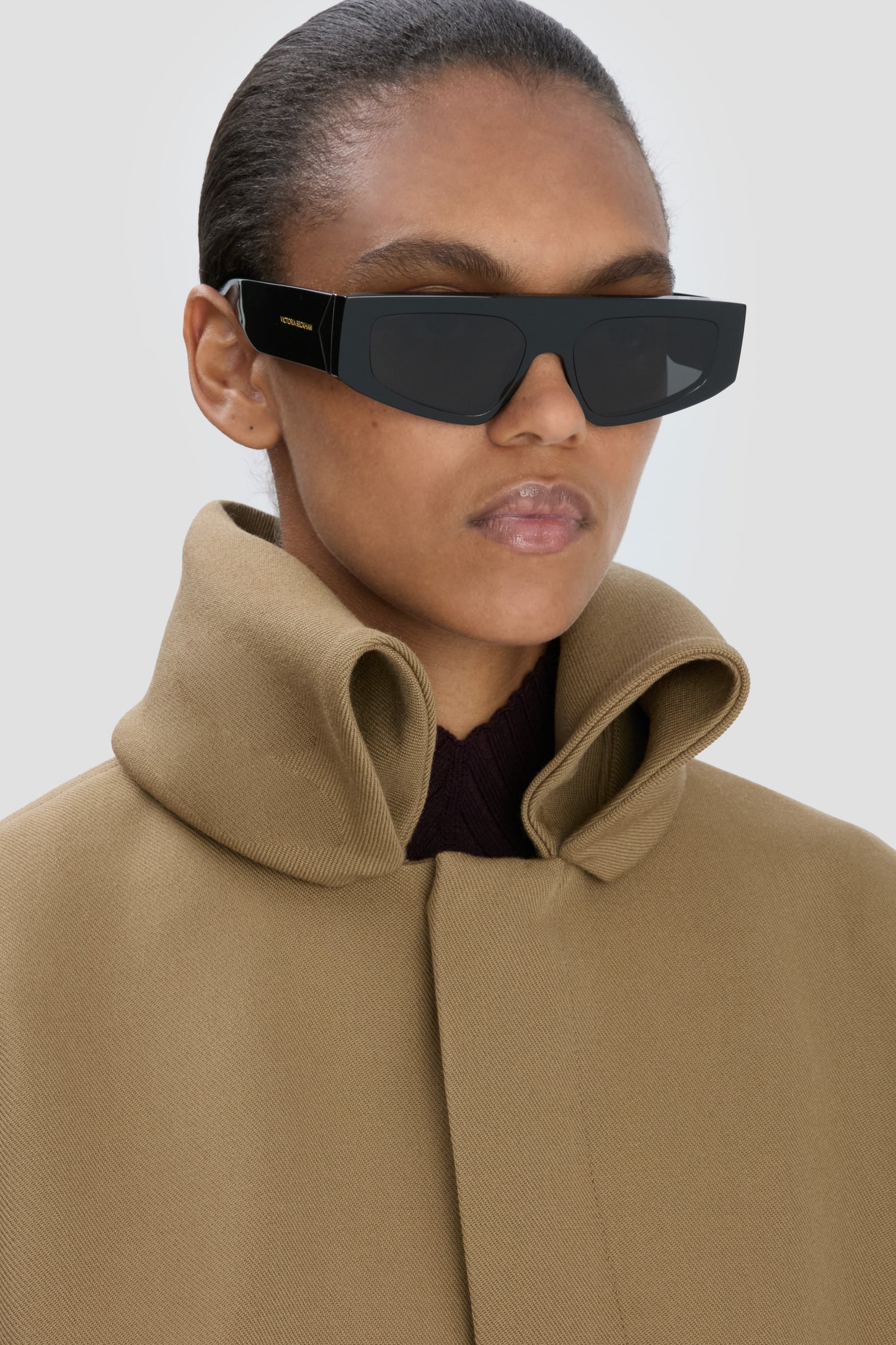 Acetate Visor Sunglasses In Black