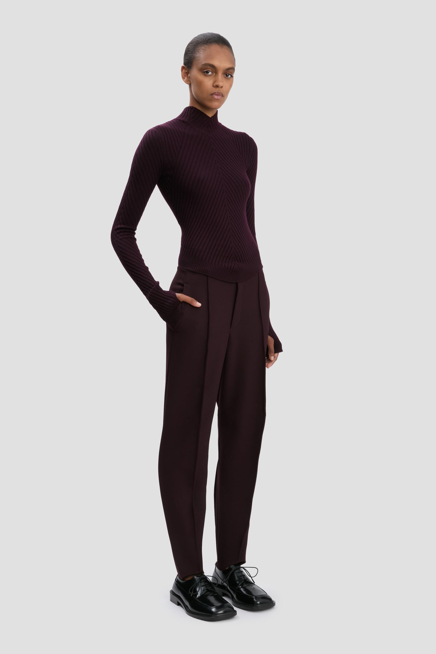 Sculptural Trouser In Deep Mahogany