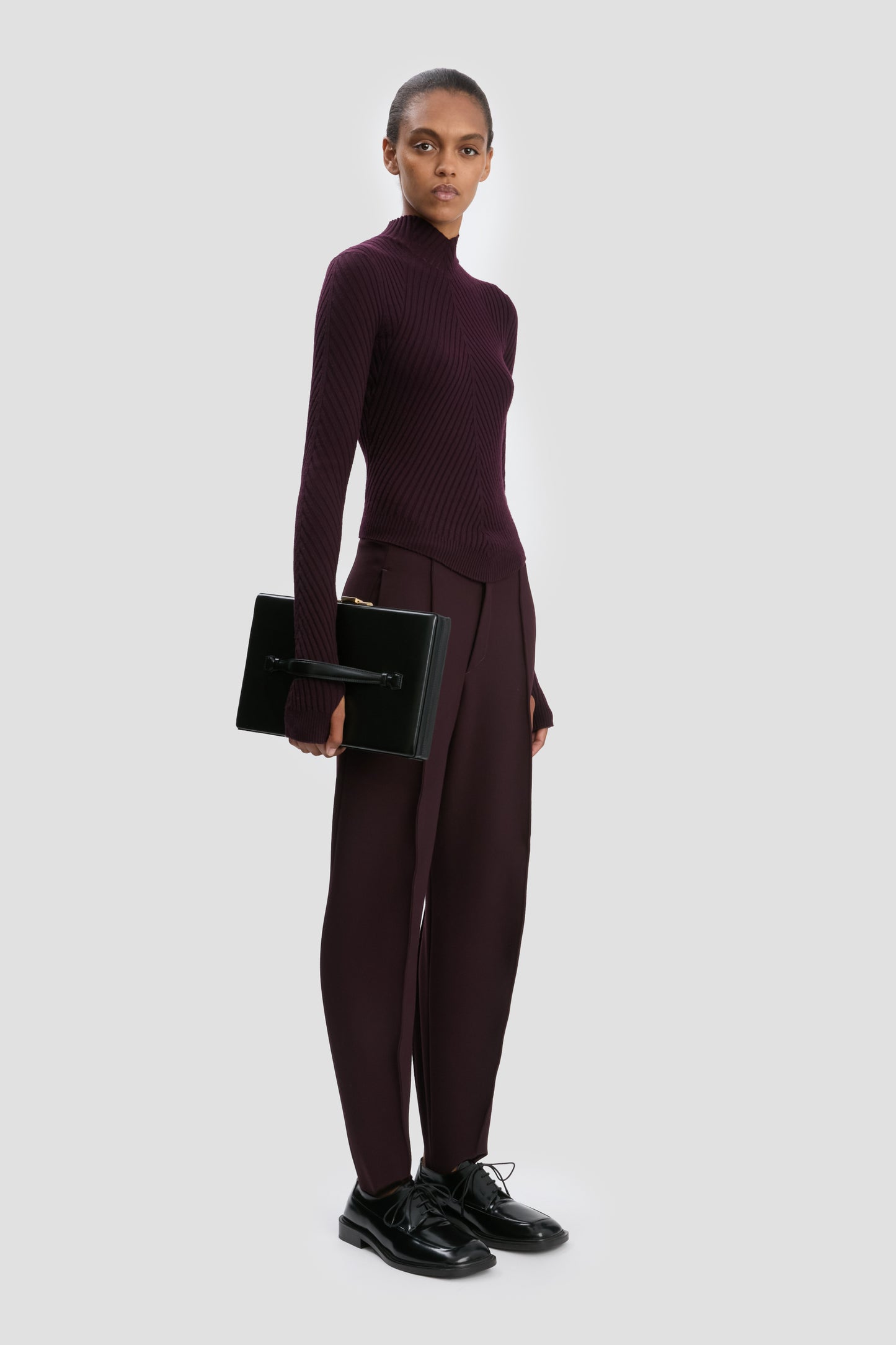 Large Box Clutch In Black Leather