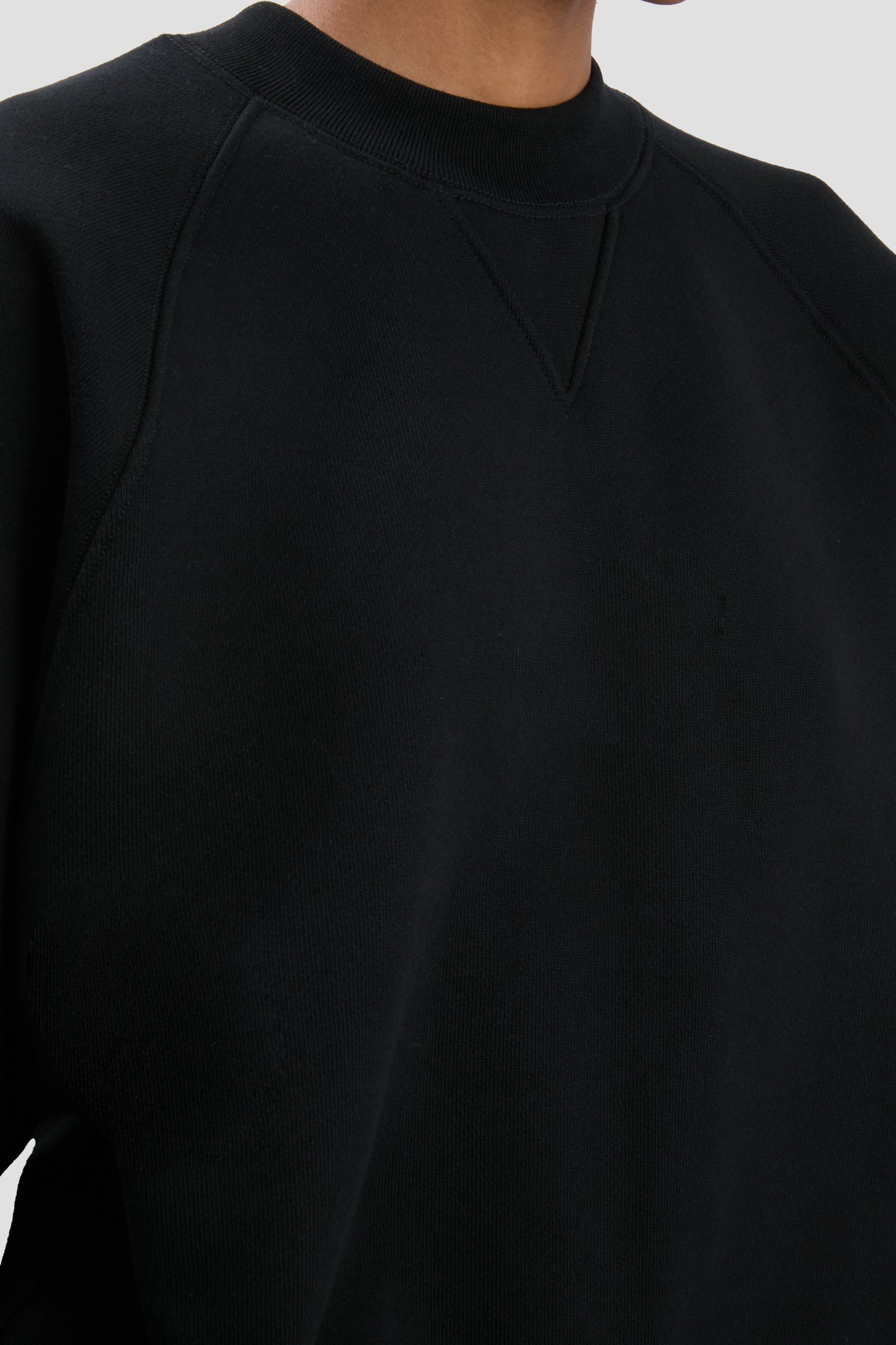 Crew Neck Raglan Sweatshirt In Black