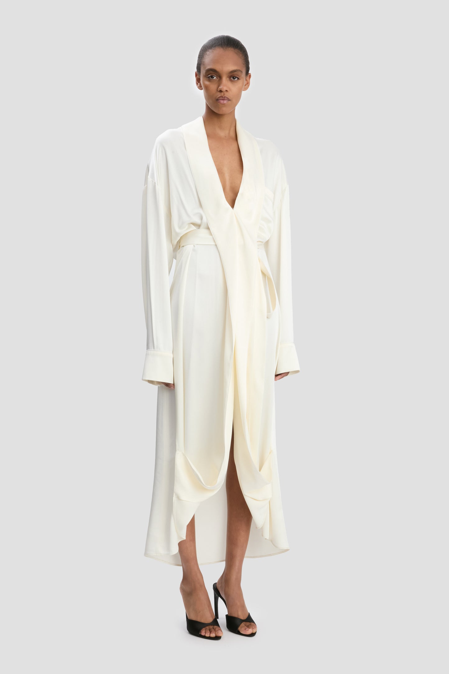 Wrap Midi Dress In Ivory