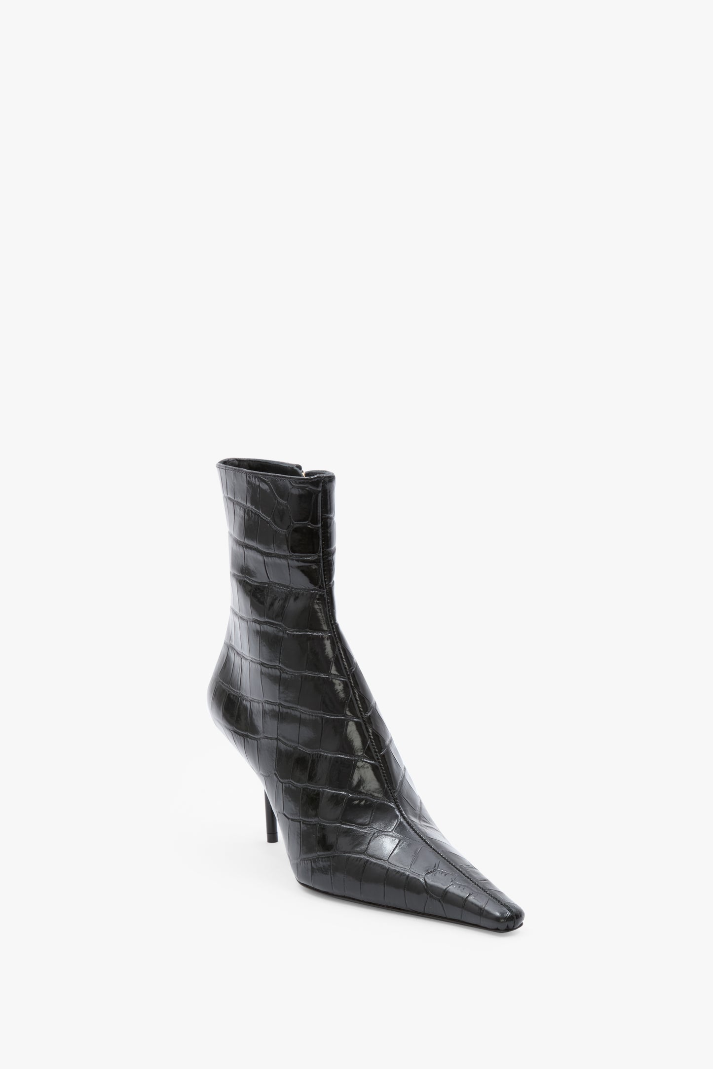 Sloan Stiletto Boot In Embossed Black Leather