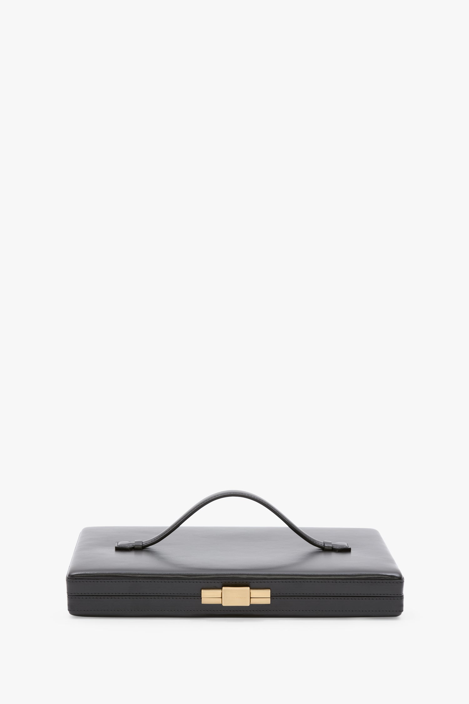 Large Box Clutch In Black Smooth Leather