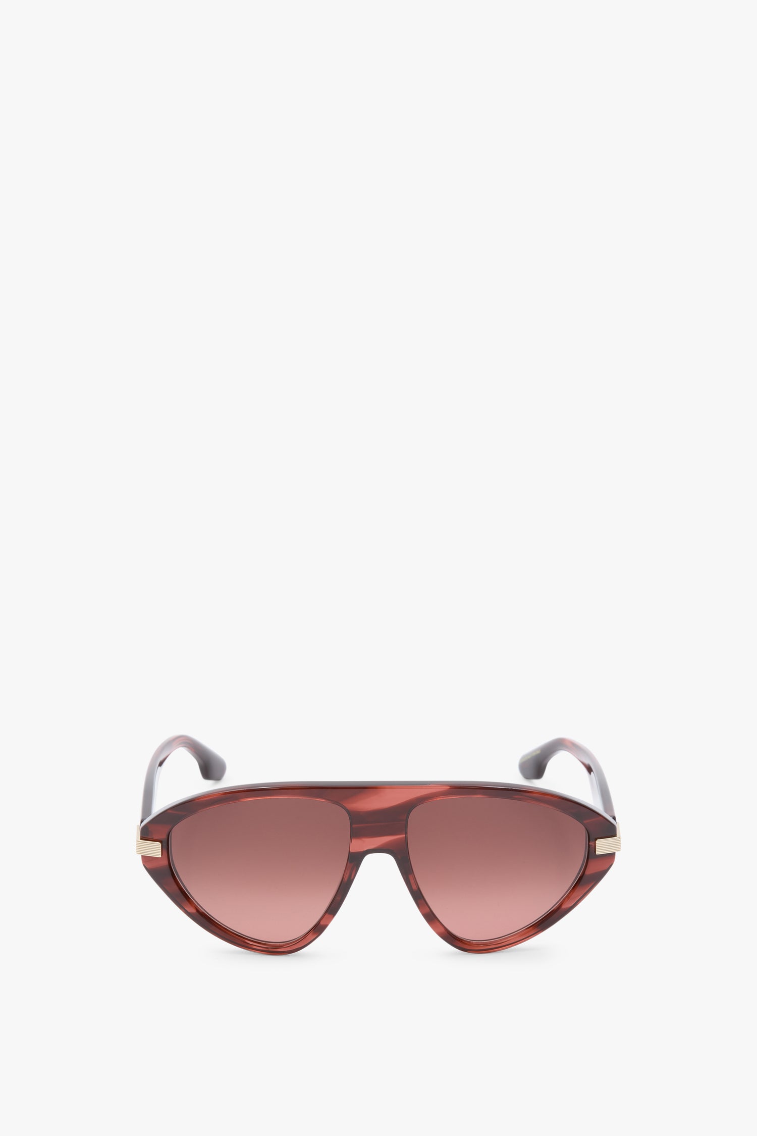 Visor Hinge-Detail Sunglasses in Striped Wine