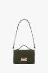 Mini Dorian Bag In Dark Olive Stripe Embossed Suede