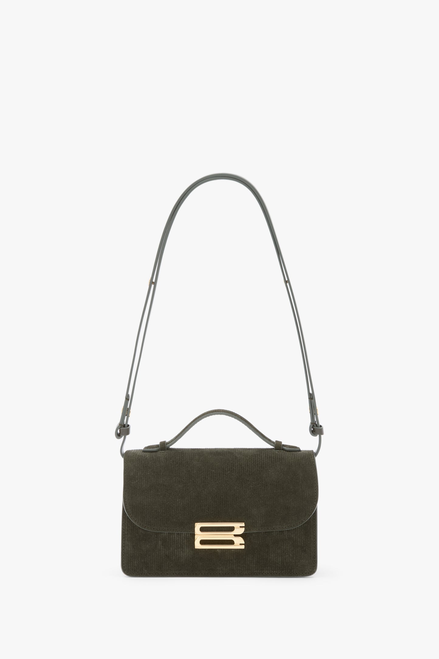 Mini Dorian Bag In Dark Olive Stripe Embossed Suede