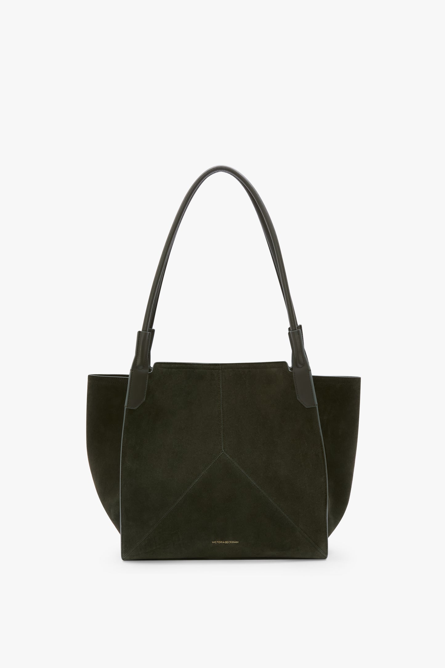 Victoria Tote Bag In Dark Olive Suede