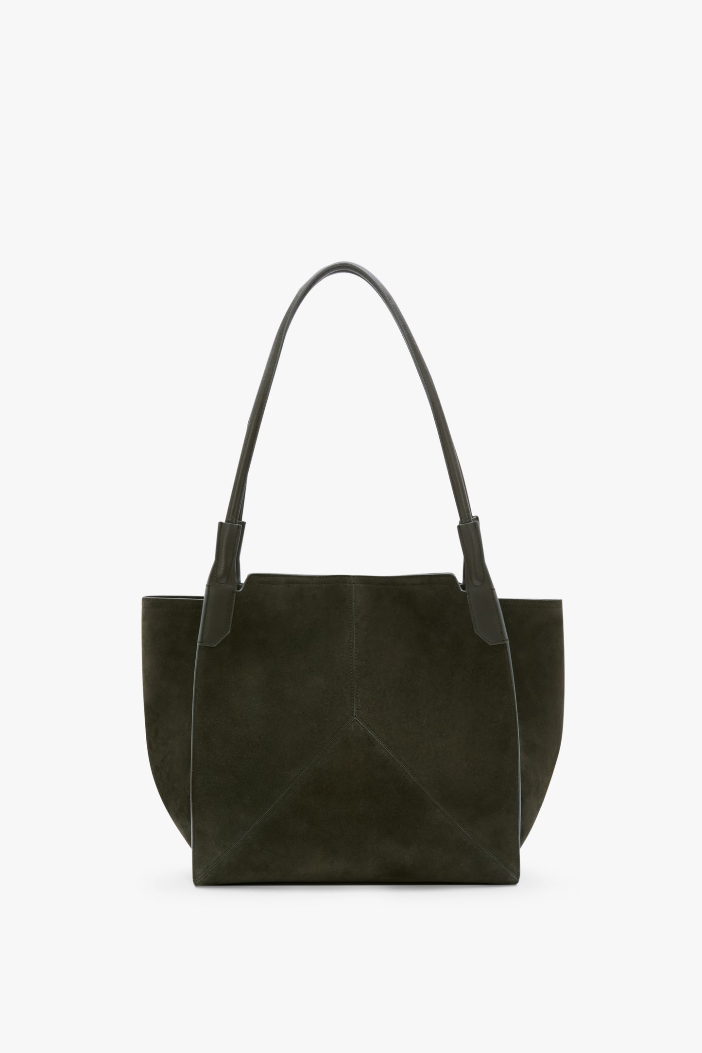 Victoria Tote Bag In Dark Olive Suede