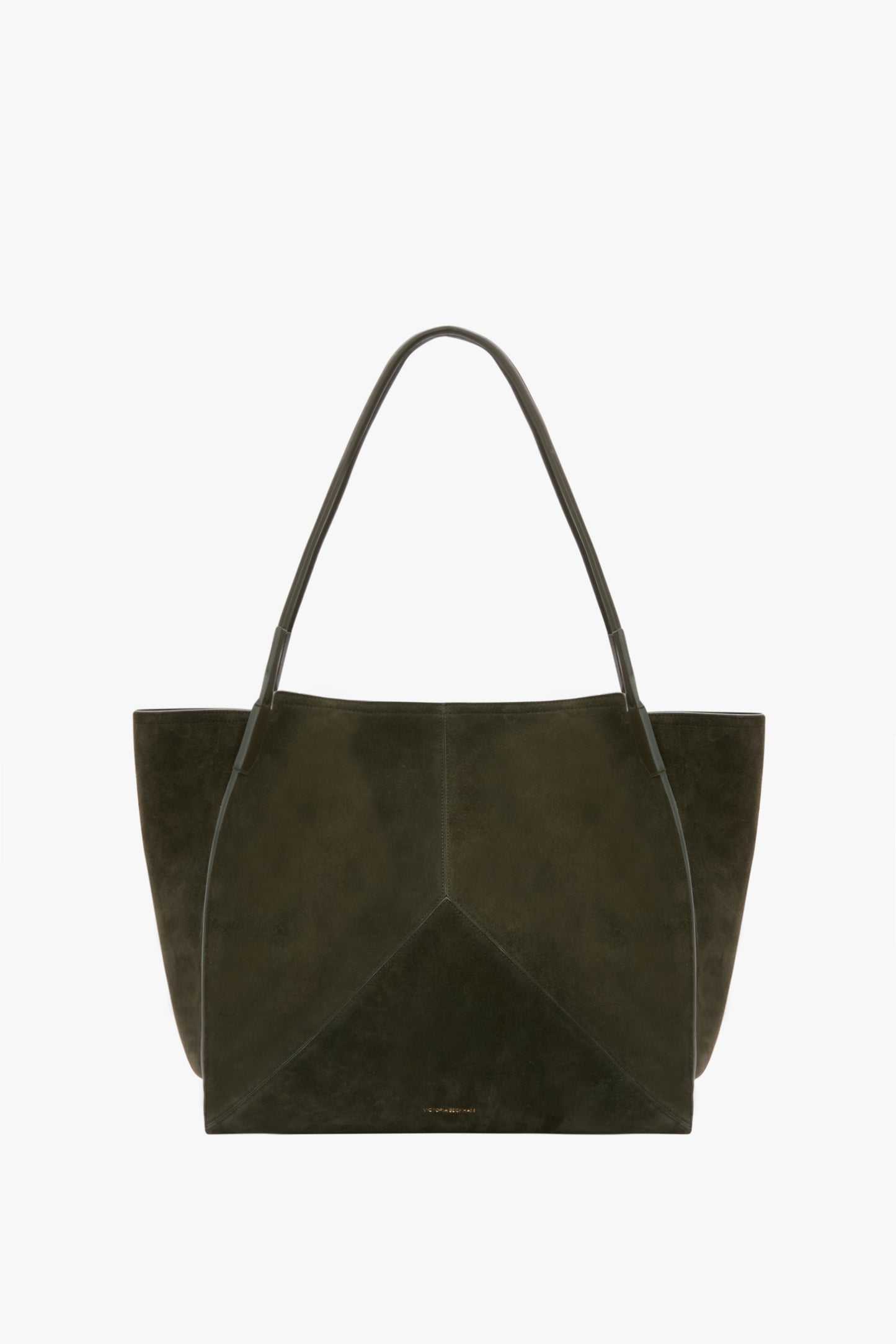 Large Victoria Tote Bag In Dark Olive Suede