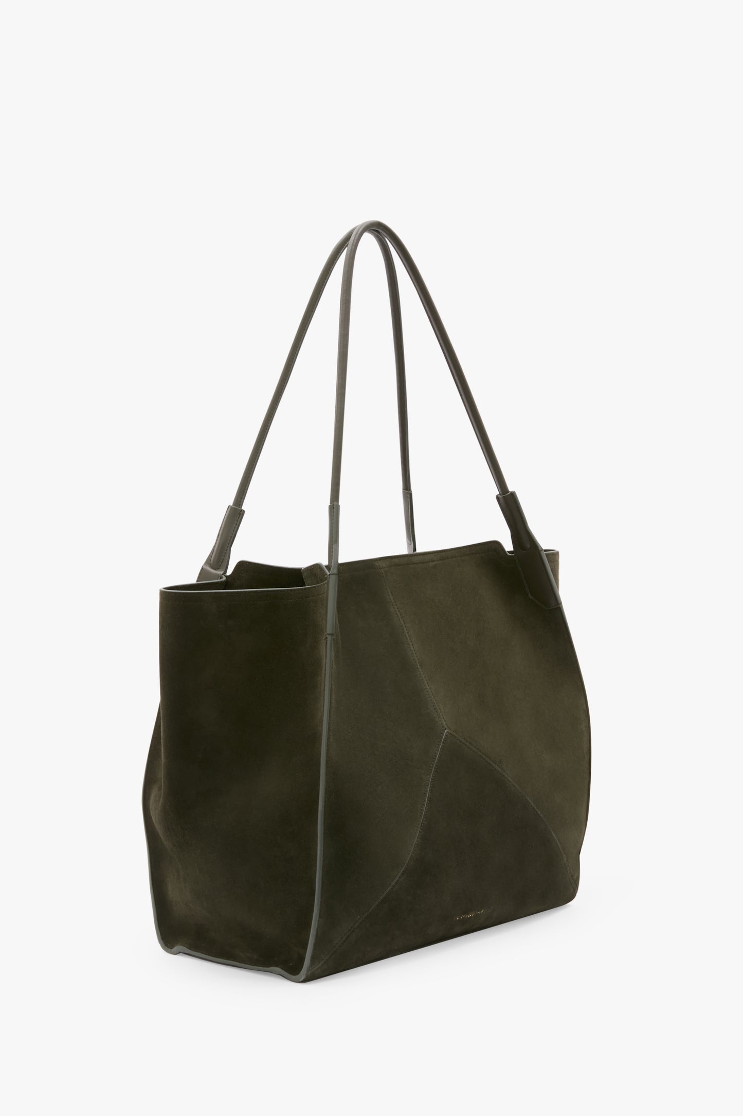 Large Victoria Tote Bag In Dark Olive Suede