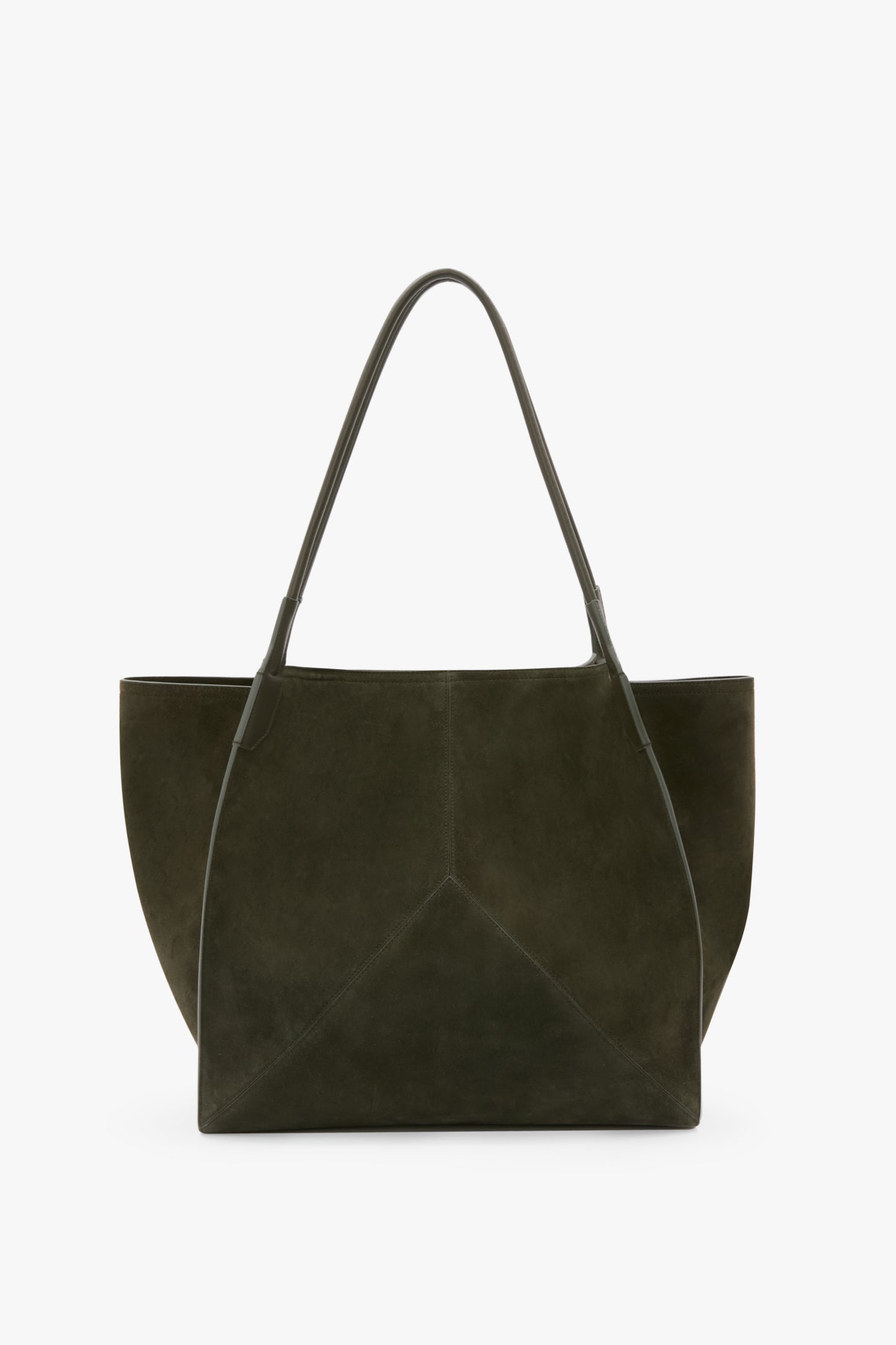 Large Victoria Tote Bag In Dark Olive Suede