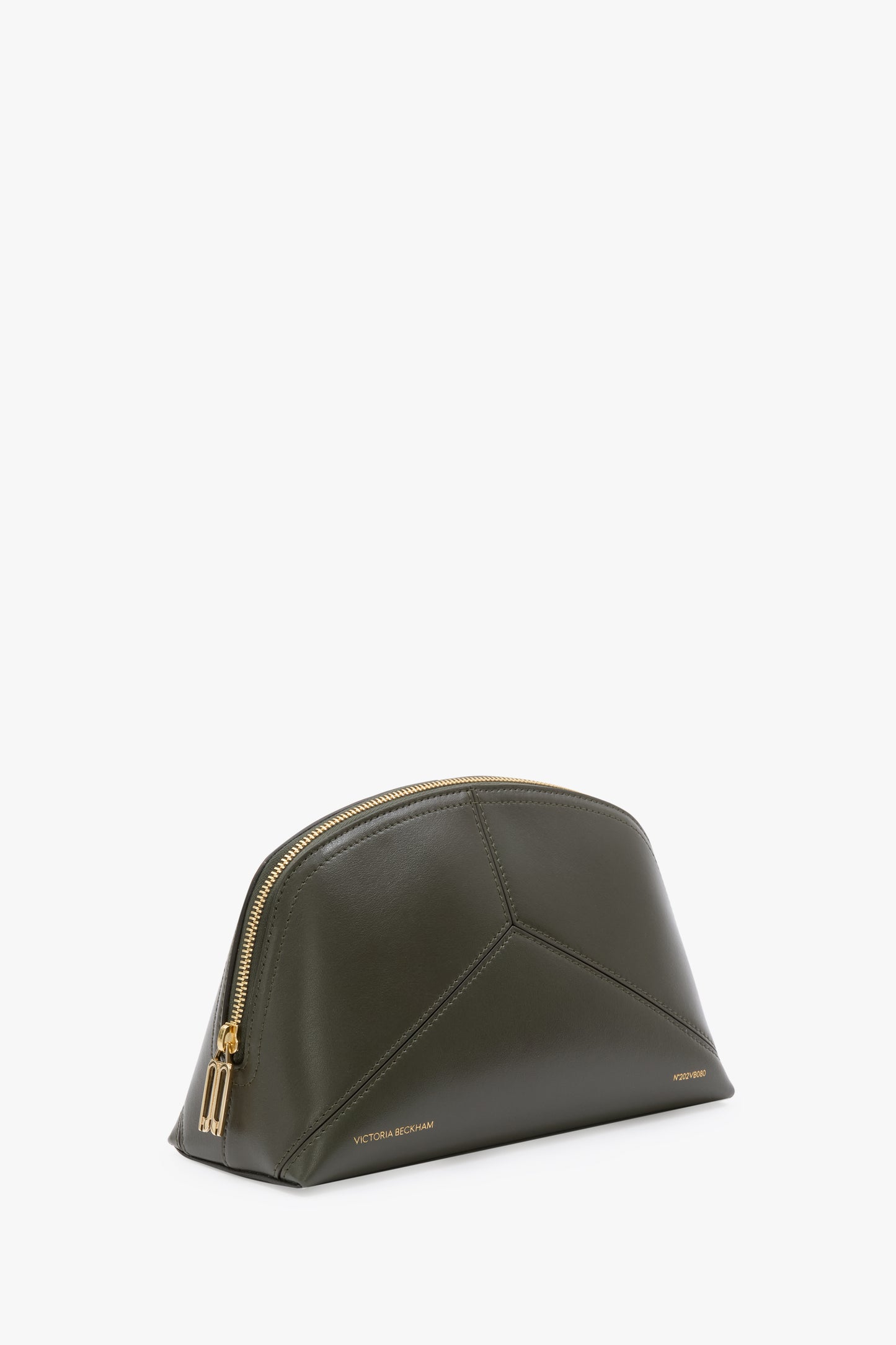 Victoria Large Travel Pouch In Dark Olive Leather