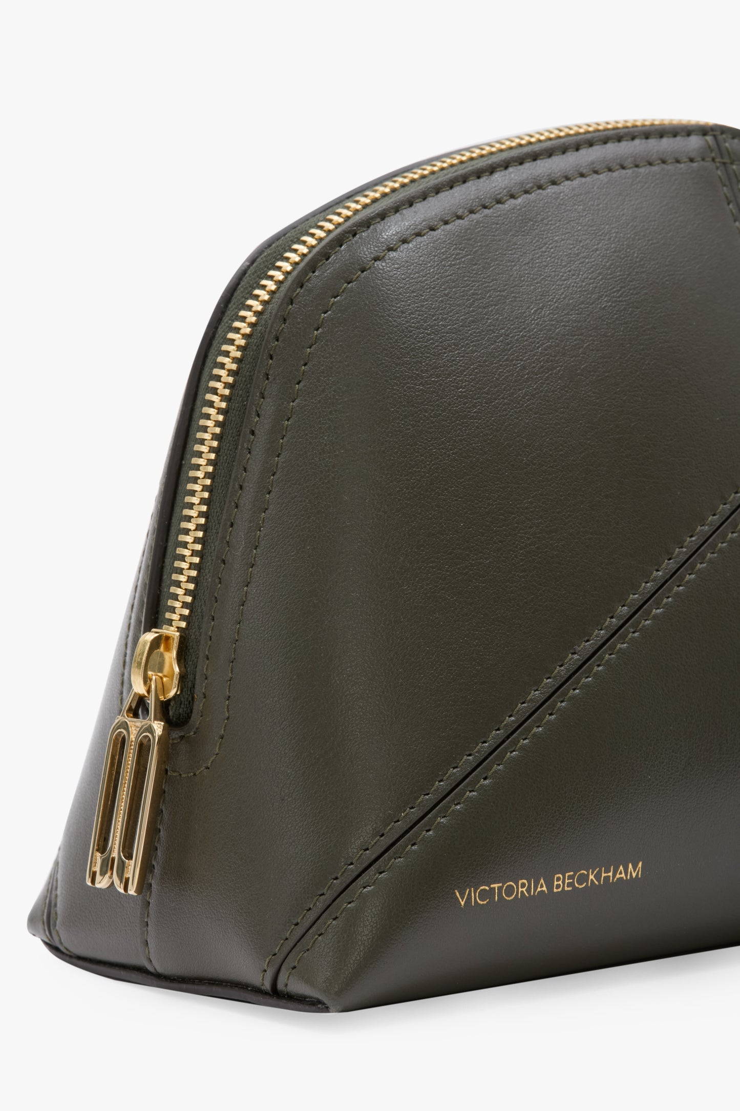 Victoria Large Travel Pouch In Dark Olive Leather