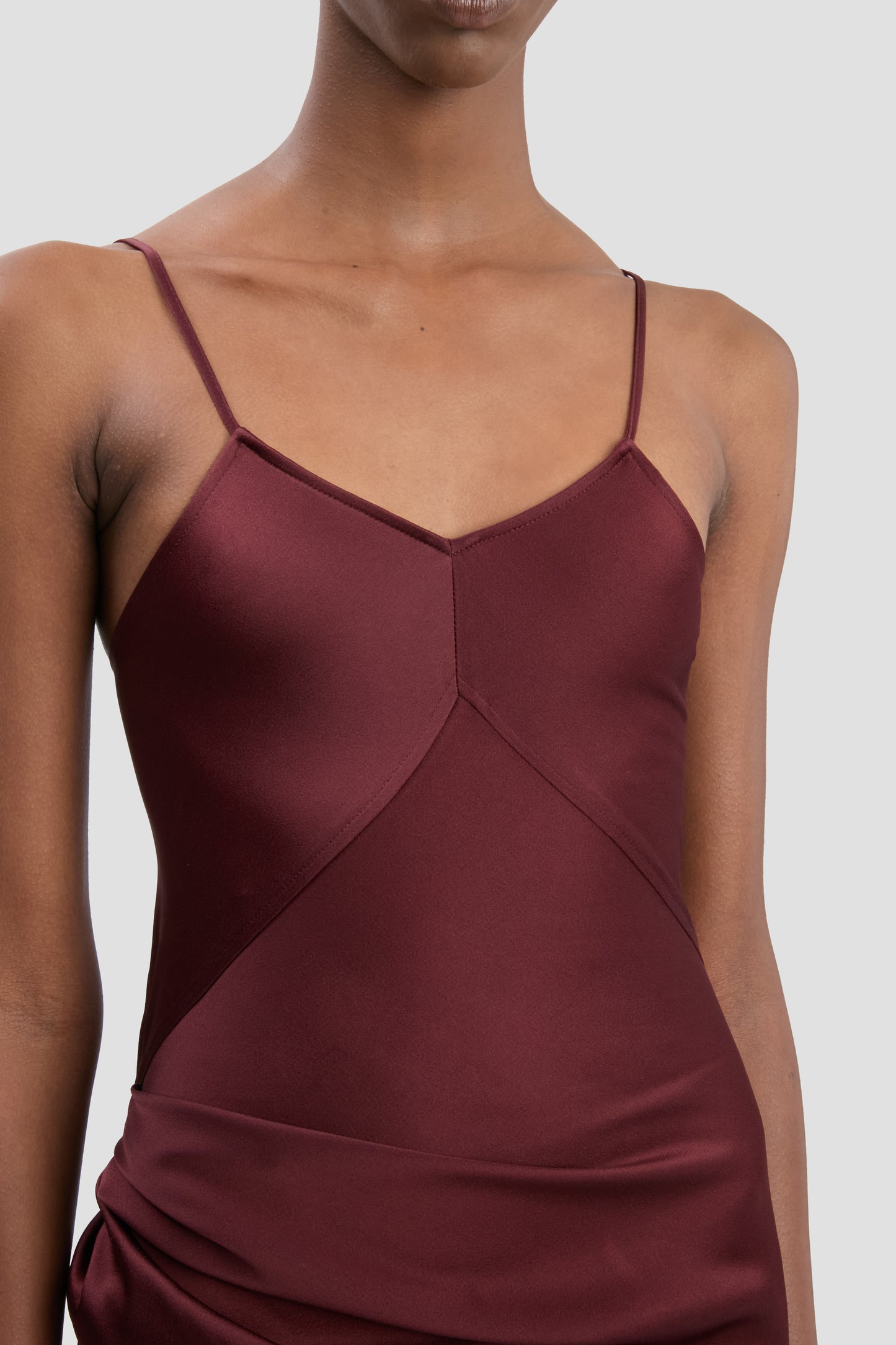 Draped Cami Floor-Length Dress In Cinnabar Red