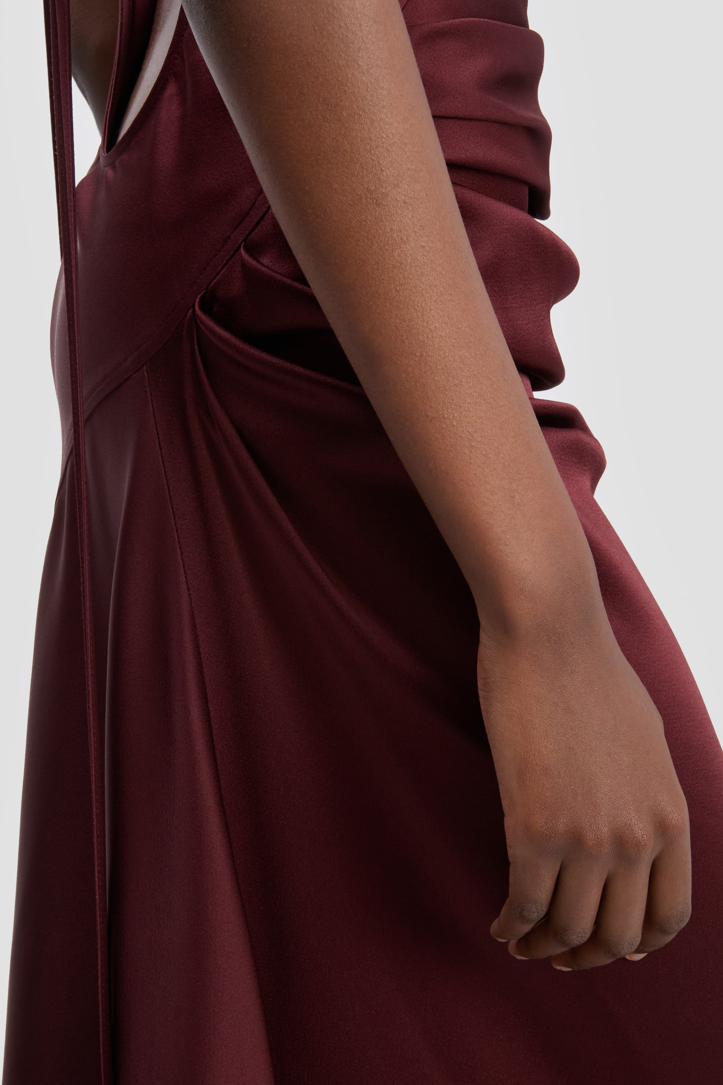 Draped Cami Floor-Length Dress In Cinnabar Red