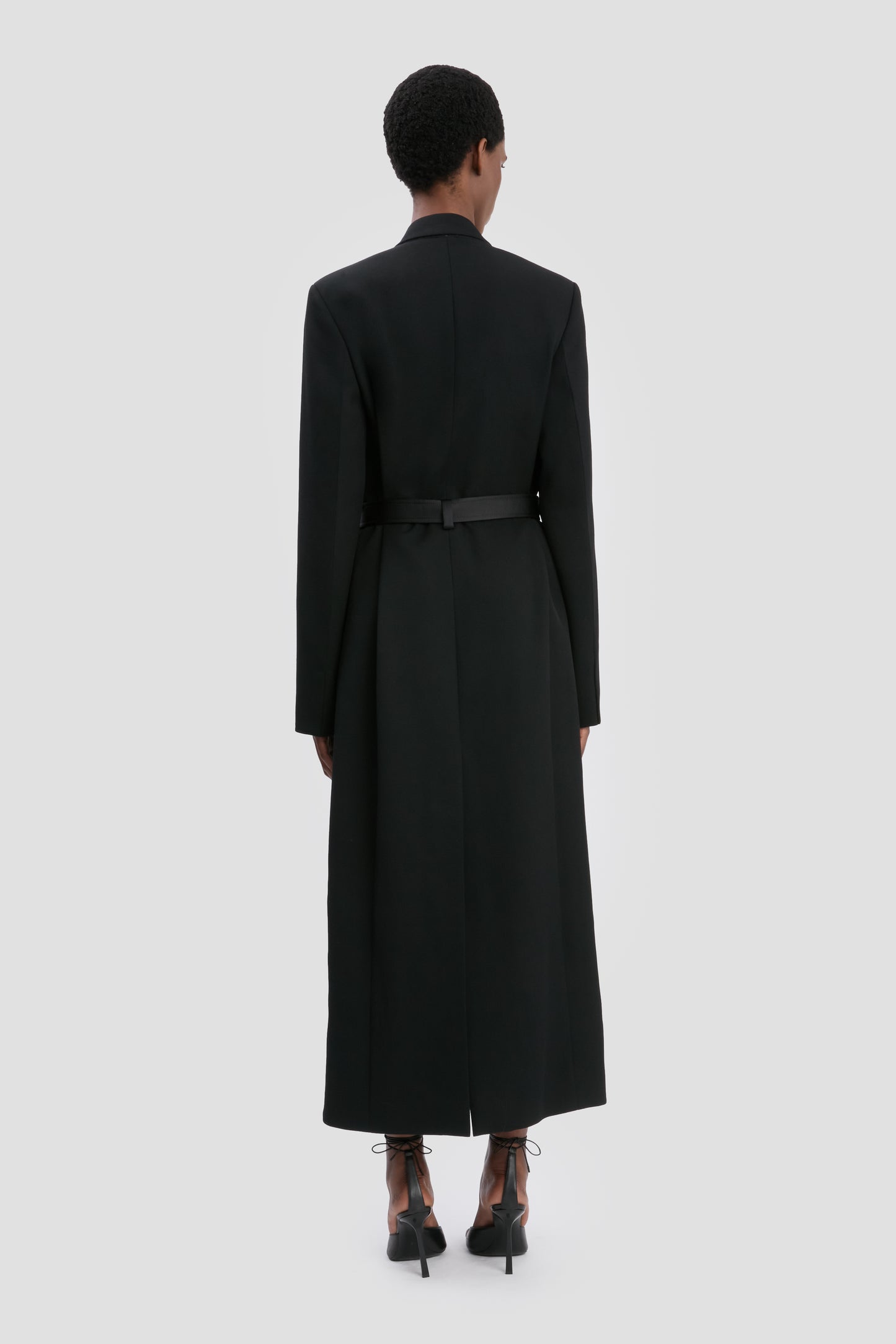 Belted Tailored Coat In Black