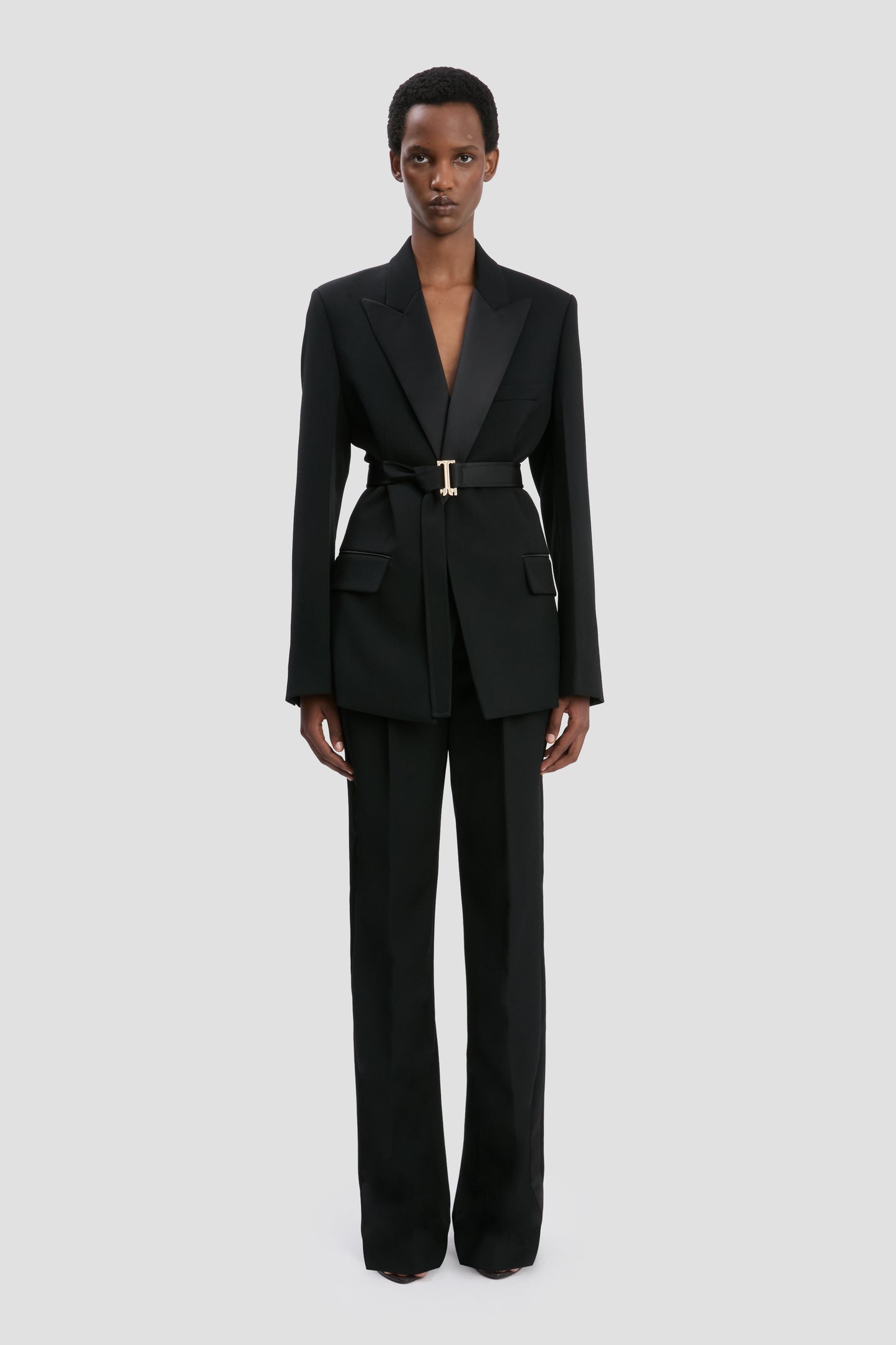 Belted Tailored Jacket In Black