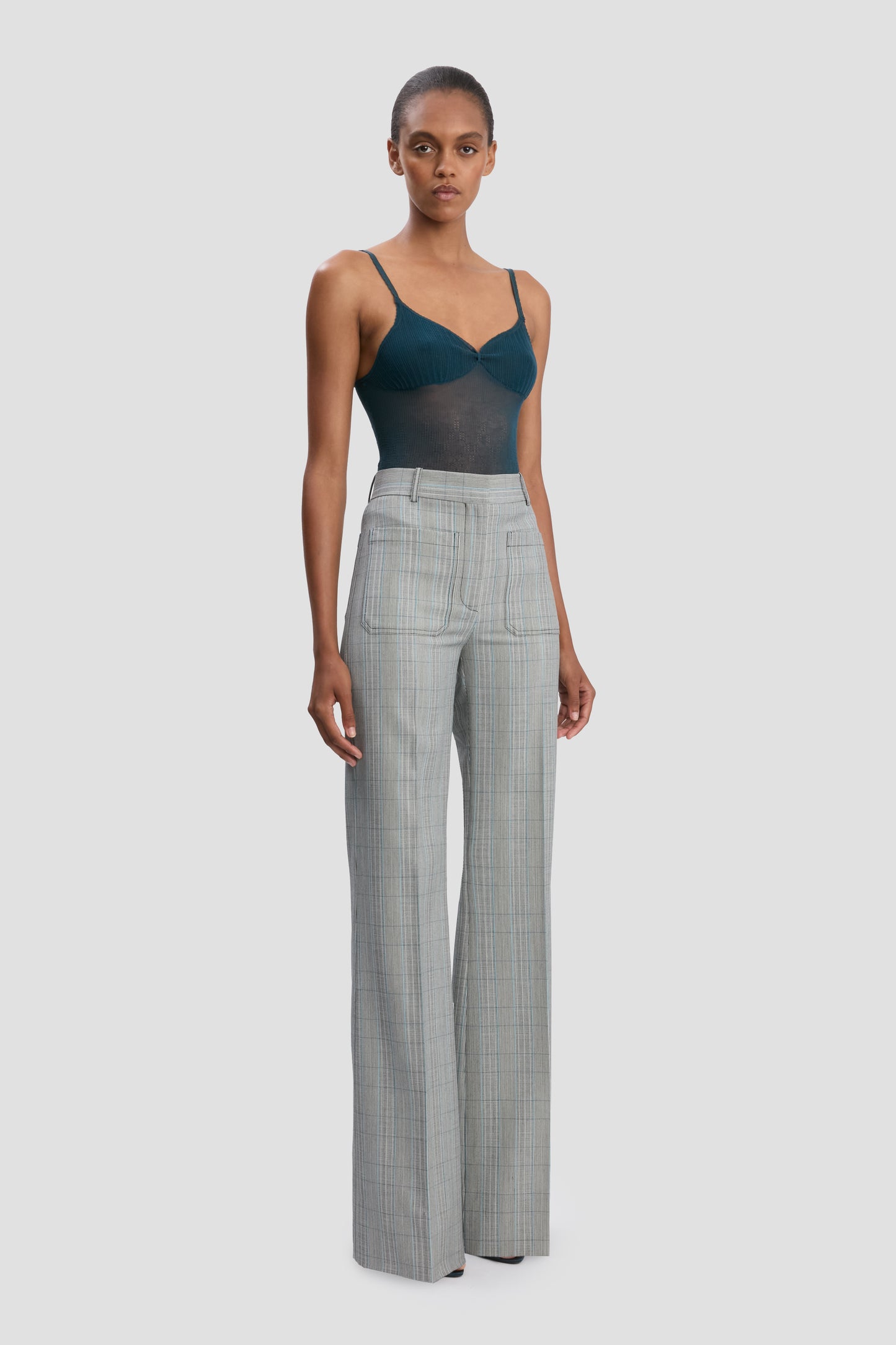 Alina Trouser In Blue-Grey Check