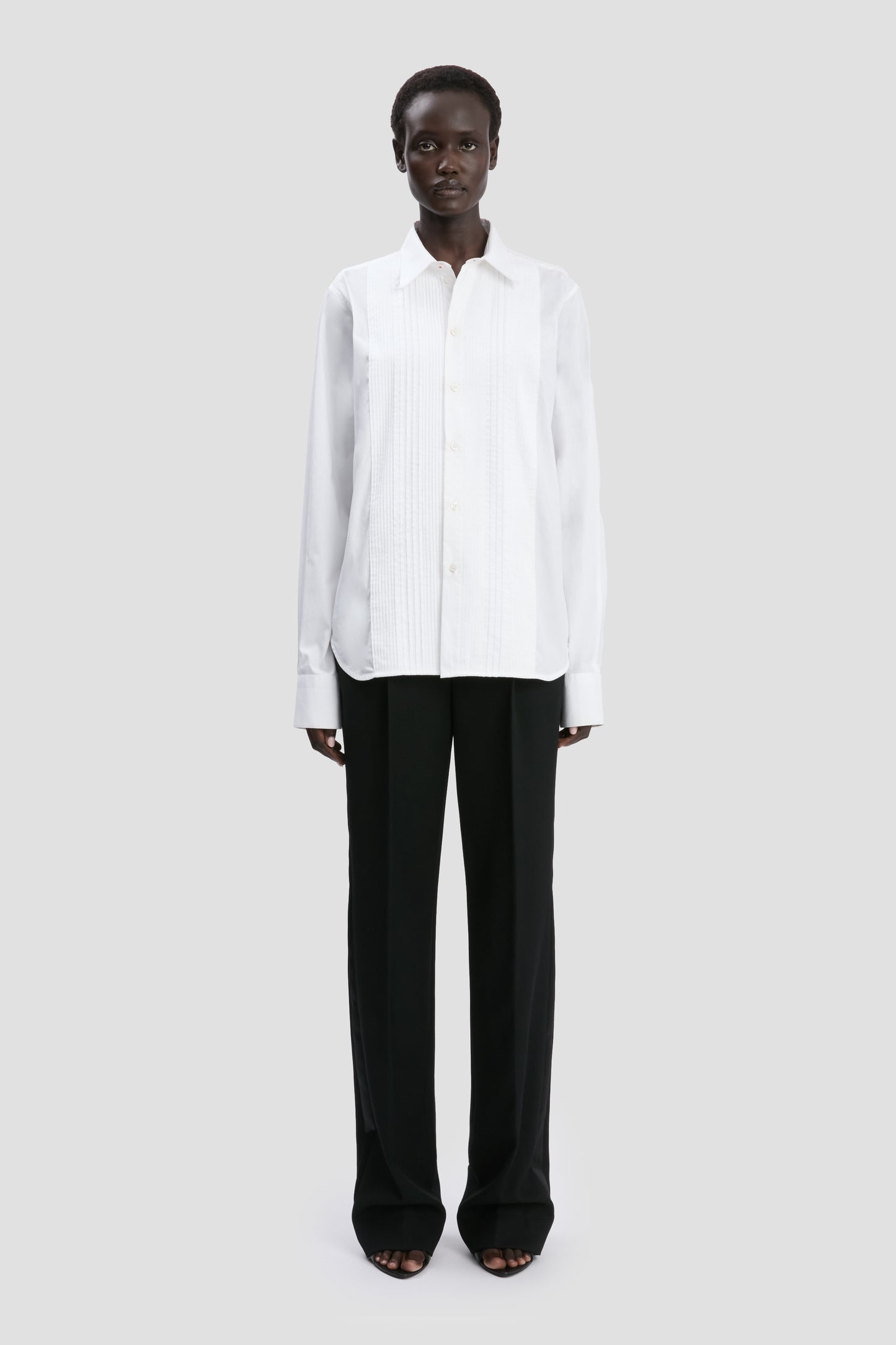 Pin Tuck Shirt In White