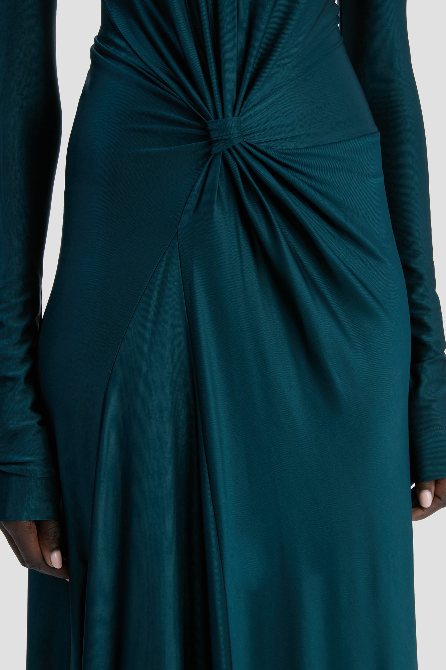 Twist Waist Gown In Dark Teal