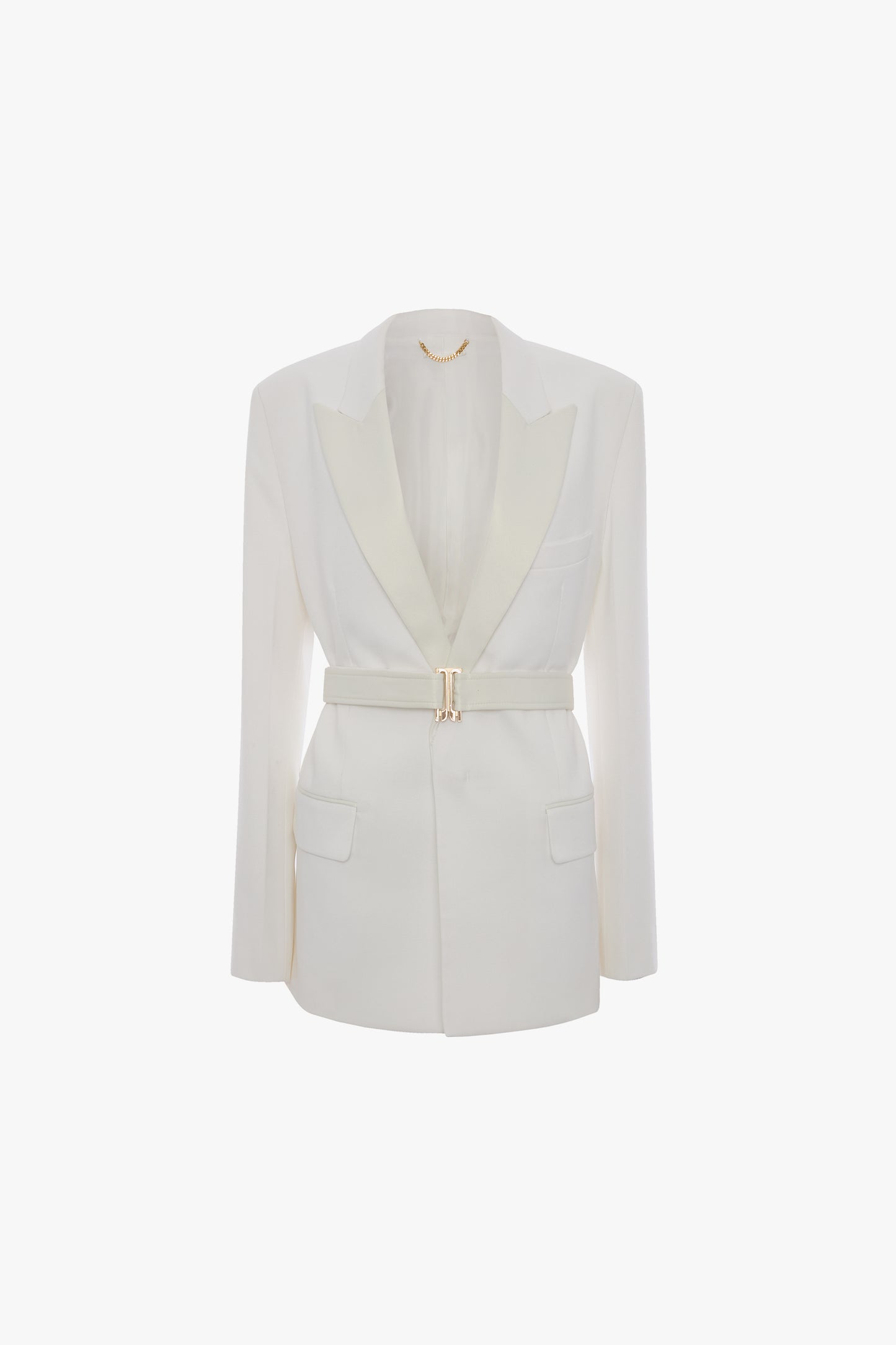 Belted Tailored Jacket In Ivory