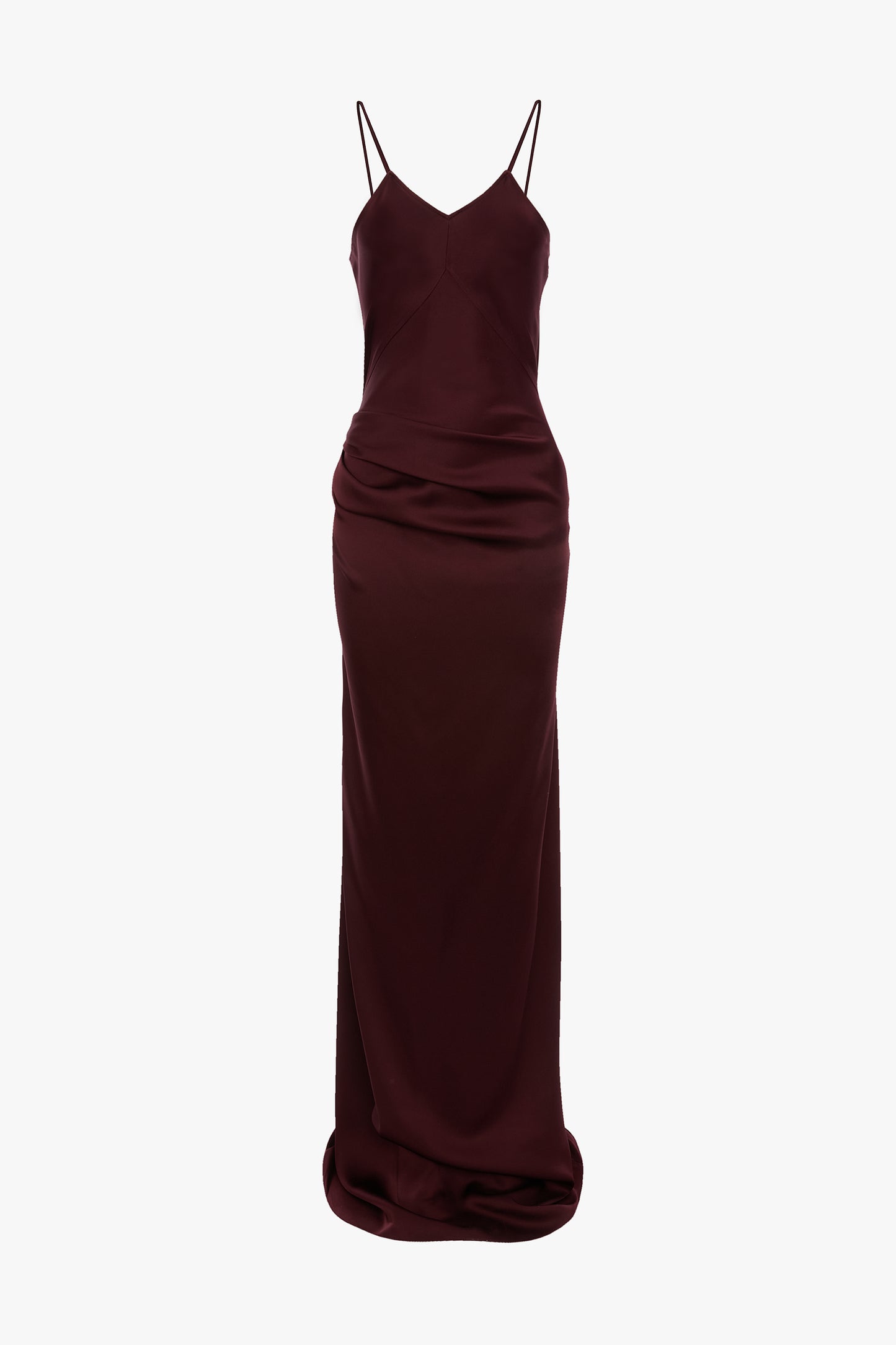Draped Cami Floor-Length Dress In Cinnabar Red