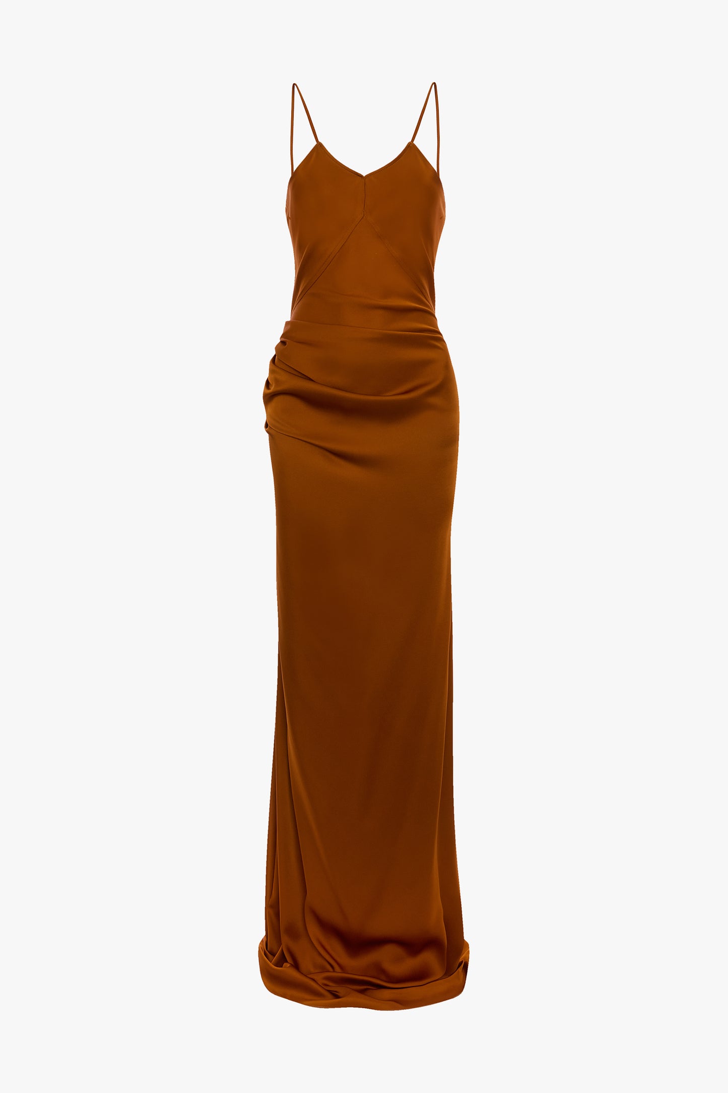 Draped Cami Floor-Length Dress In Bronze