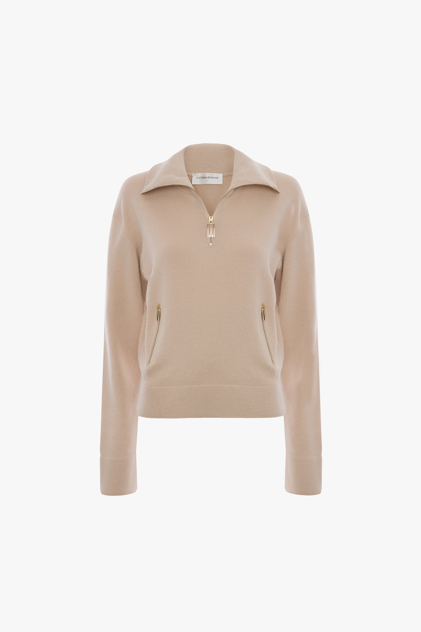 Half-Zip Milano Jumper In Pale Rose